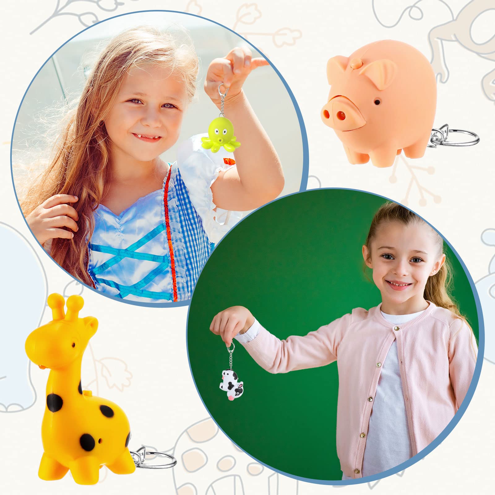 6 Pieces Nurse Flashlight Pediatric Nurse Flashlight Keychain Animal Flashlight Puppy Keychain Tiger Flamingo Sloth Dinosaur Cat Flashlight Keychain Pen Lights For Nurses Badge Reel (Cute)