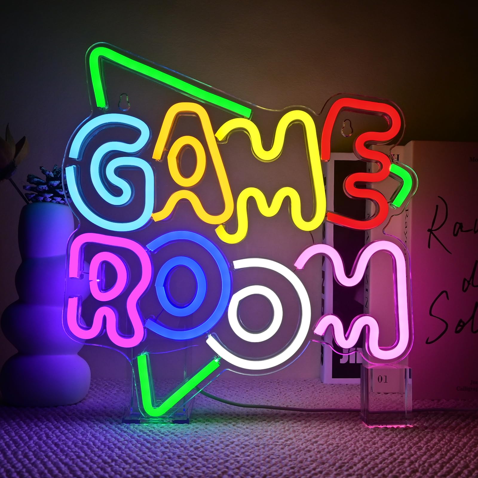 gamerneon Neon Sign for Game Room - LED Gaming Wall Light, Colorful Green Decor for Boys Bedroom, Gamer Zone, Man Cave