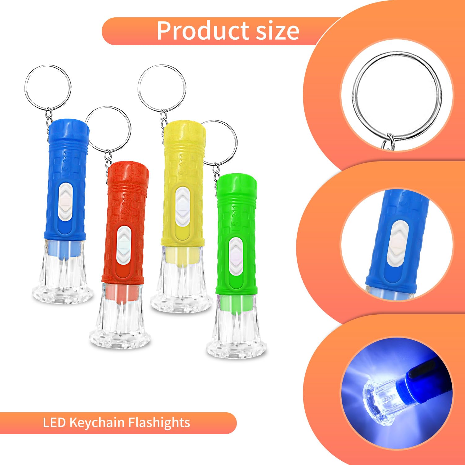 SVICCOOKQ Mini Flashlight Keychain - 100 Pieces LED Torch - Assorted Colors - Perfect for Hiking, Camping, Halloween Party Favors