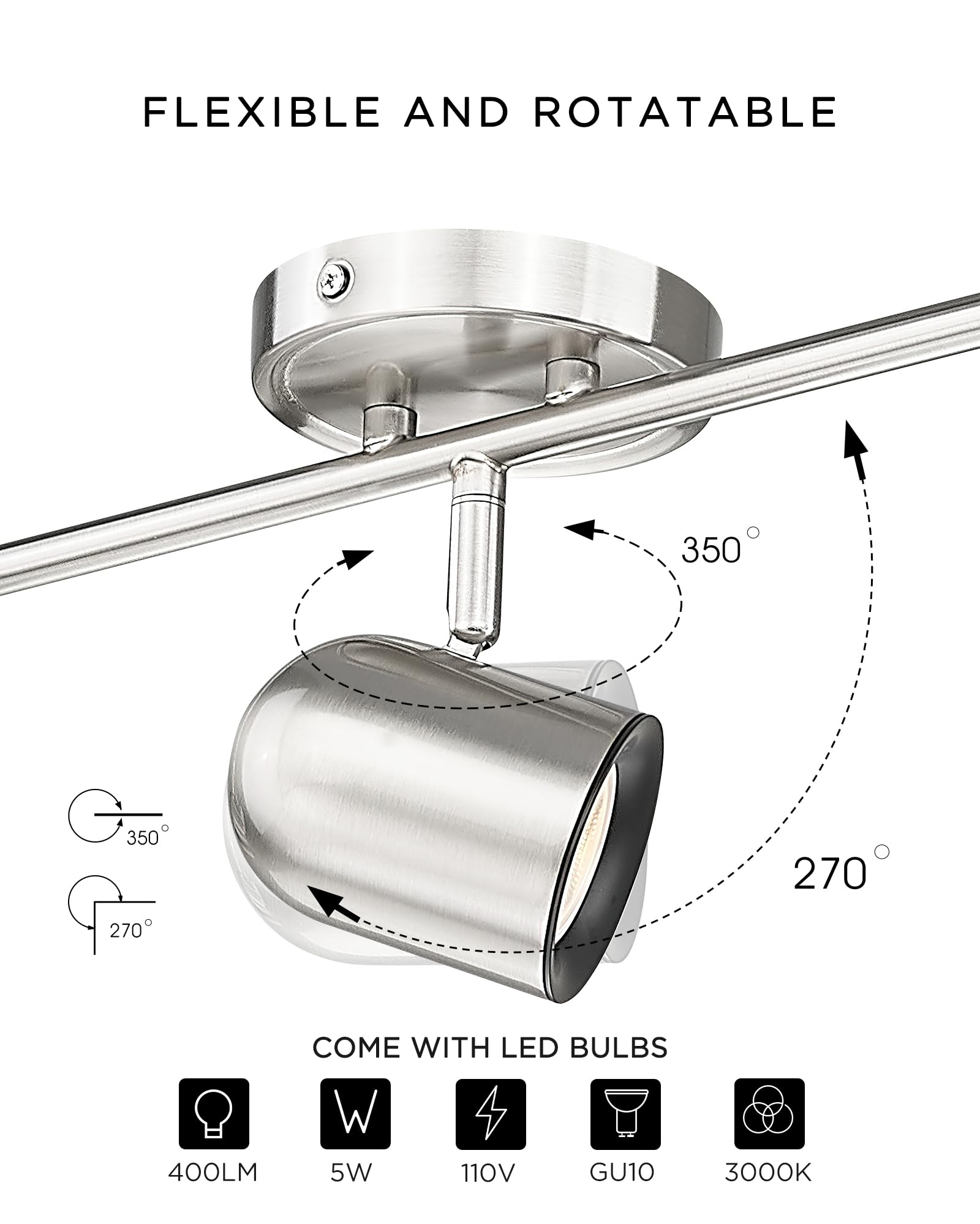 Femila Modern Track Lighting Fixtures Ceiling  46.3 Led Track Lighting  3000K Bulbs Included  4Fs78Tl-6 Bn