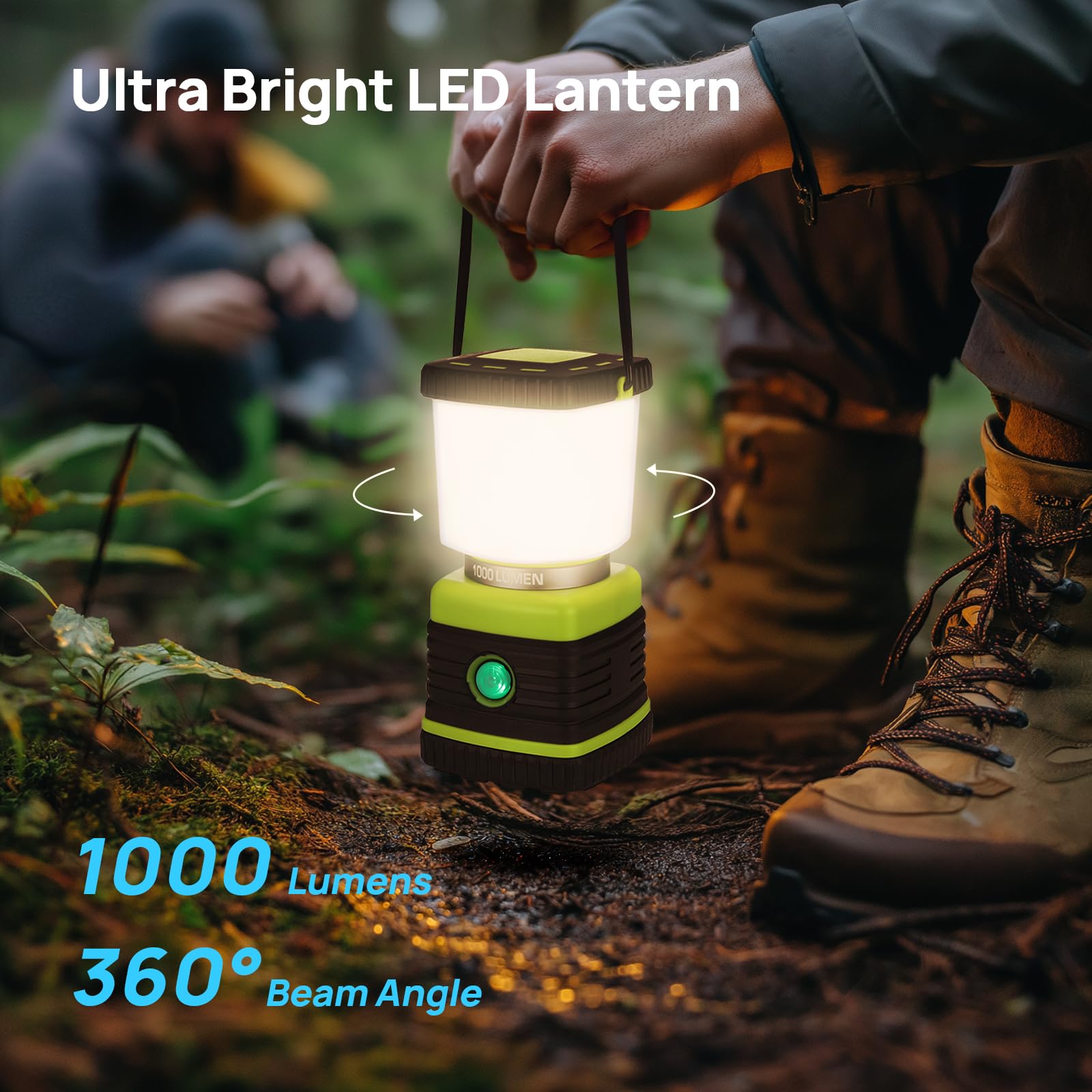 Consciot LED Camping Lantern - 1000LM, Rechargeable, IPX4 Waterproof, 4 Light Modes, Light Green, Model AOL002-US-V1