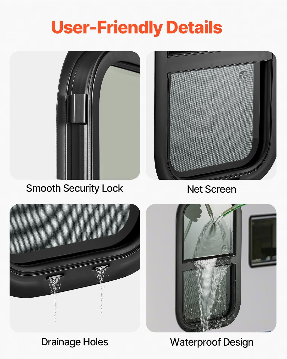 VEVOR Vertical RV Window, 14 W x 22 H Tinted Sliding RV Window with Net Screen & Trim Ring, Fit 15/16 - 1 3/4 Thickness Wall, RV