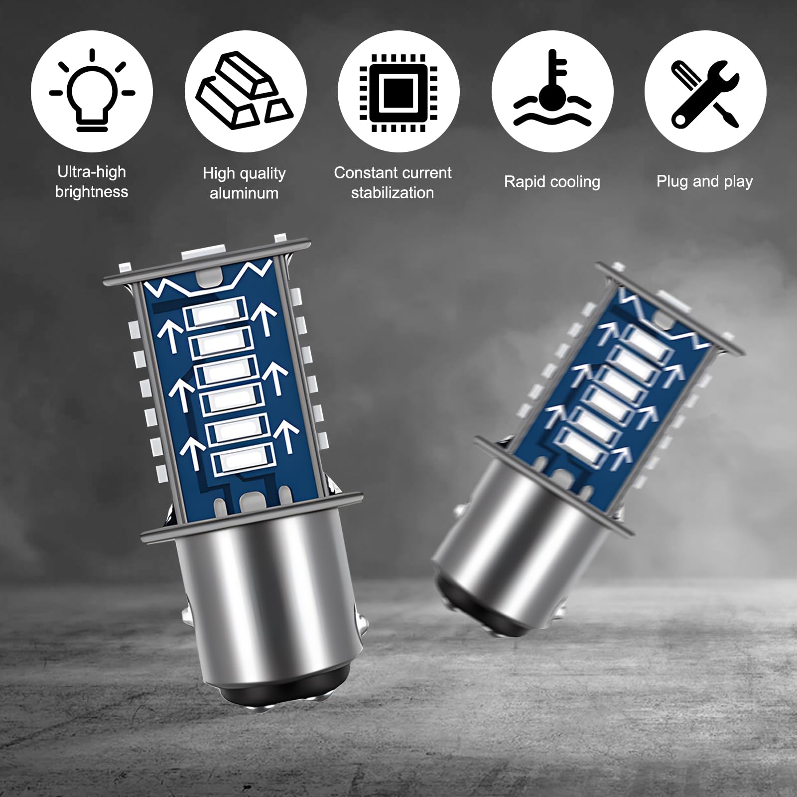 UGSHY 1157 LED Brake Light Bulb, 4 PCS, Double Contact BAY15D, Blue, Model UGLED2201BE-4PCS