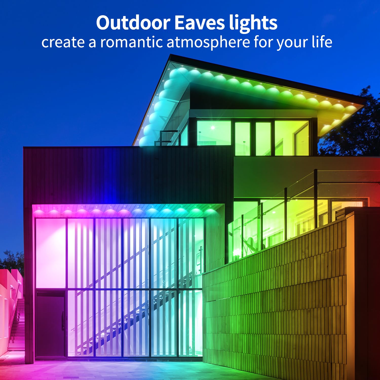 Yocrostar 60Ft Permanent Outdoor Lights,Rgb Eaves Lights With App Control Remote,Diy Ip67 Waterproof Under Eave Lighting,Outside