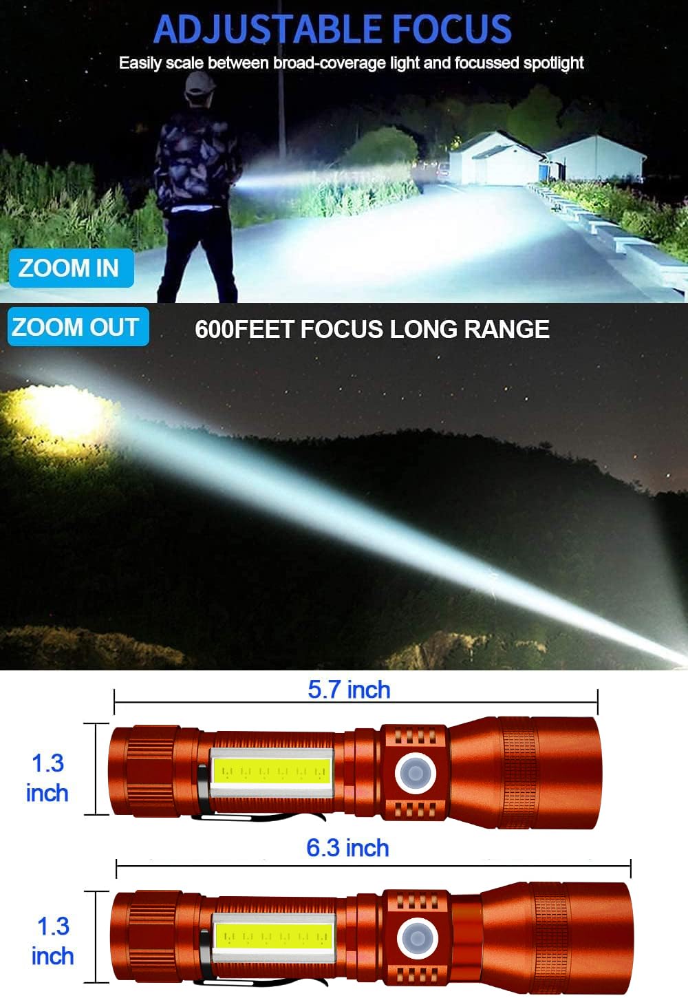 Black Light Uv Flashlight Rechargeable  3In1 Super Bright Tactical Flashlights Led Uv Black Light &Redlight  1500Lumen 7Modes  Zoomable  Waterproof Pocket Flashlight For Pet Stains Detection Camping