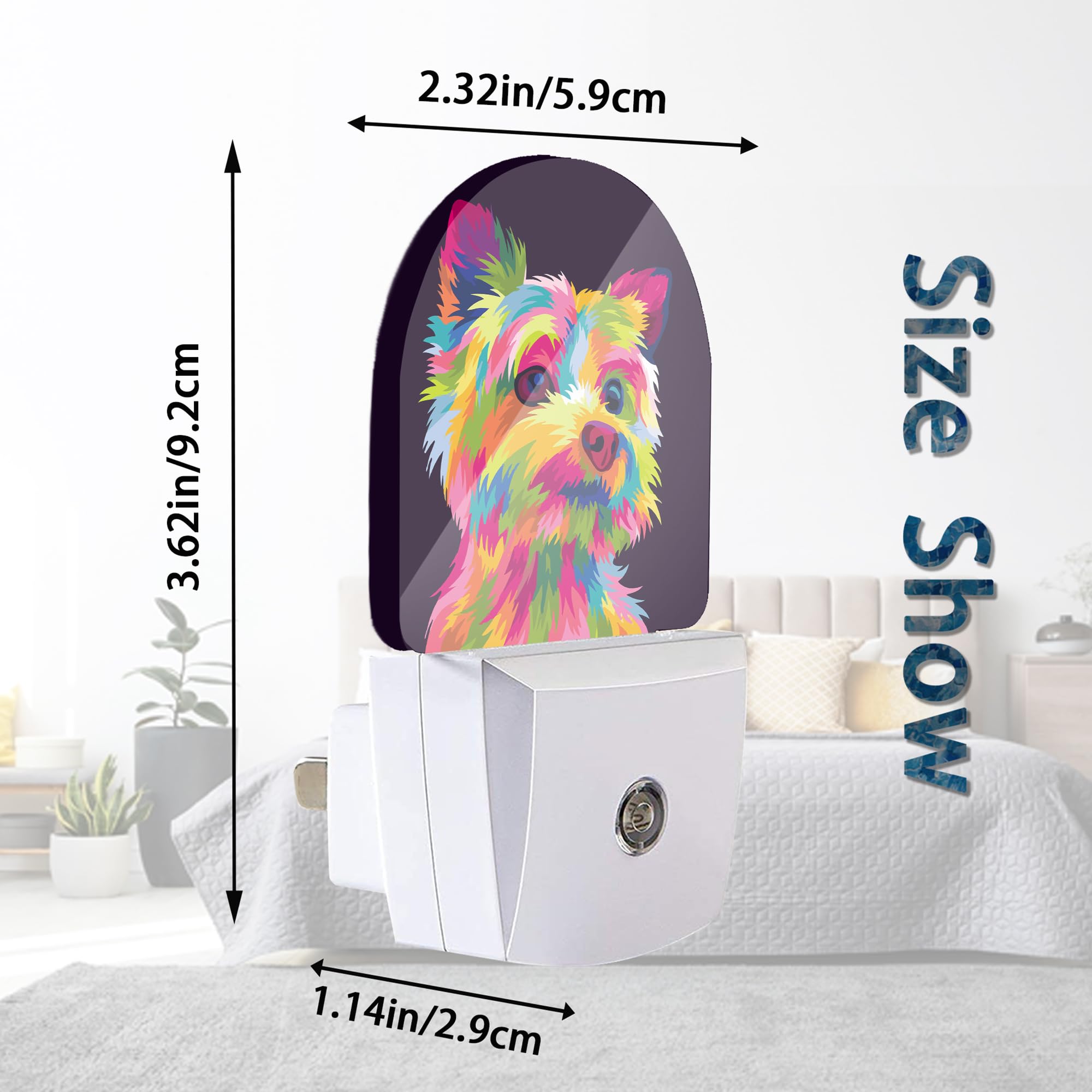 Axxitude Colorful Cute Dog Night Lights Plug Into Wall For Girls Boys Room,Night Light Led Lamp Dusk To Dawn Sensor Round Lamp F
