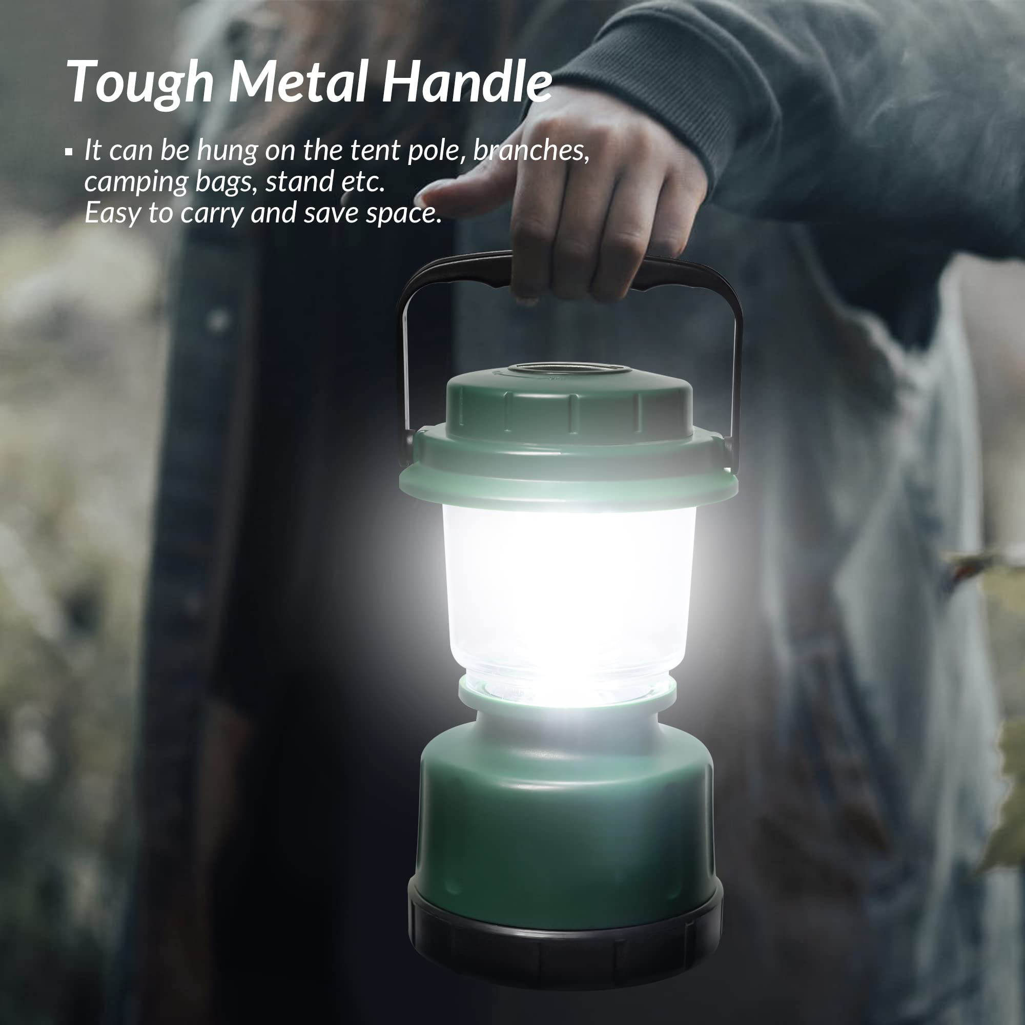 Elesall Led Camping Lantern - 2500Lm Cob, Water Resistant, Battery Powered For Emergency, Hiking