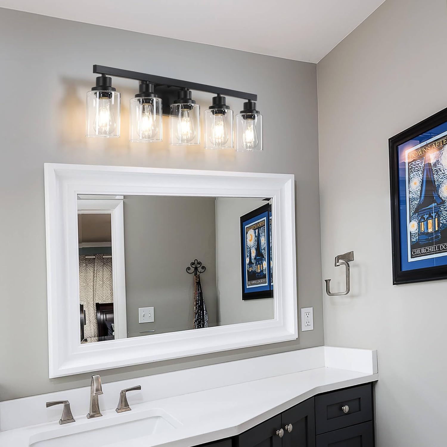 Dikaida 5-Light Black Bathroom Vanity Light, Modern Vanity Lighting Fixture For Bathroom, 31'' Matte Light Fixture, Wall Sconces