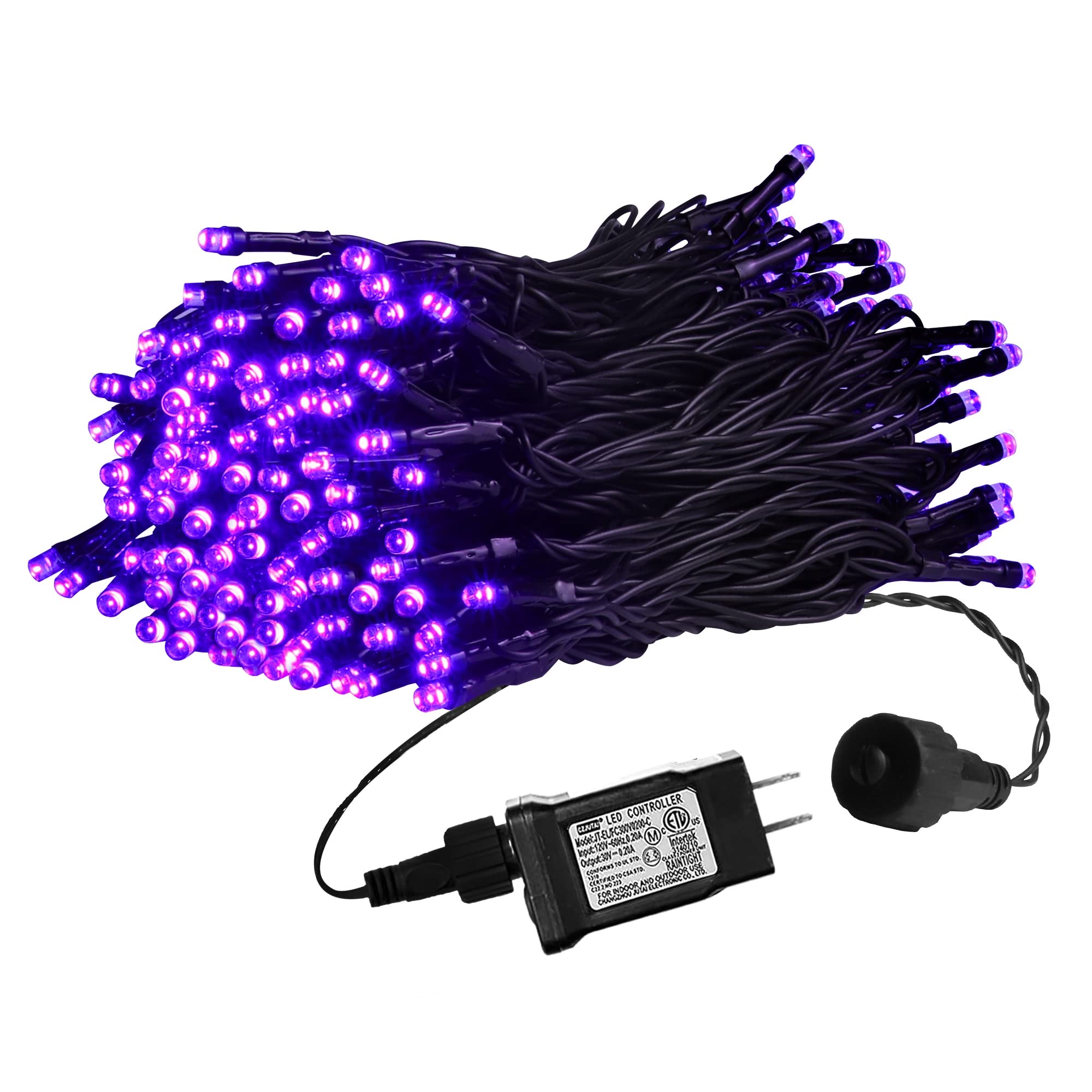 weillsnow Purple Christmas Lights, 200 LED, 66FT Waterproof String Lights, 8 Modes, Copper, Model HB-500COI