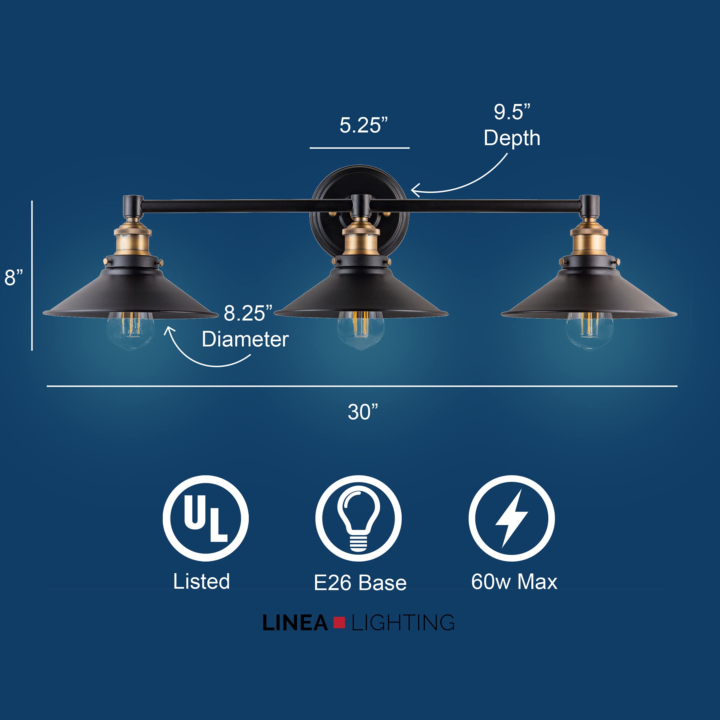 Linea Di Liara Andante 3 Light Bathroom Vanity Light Industrial Gold And Matte Black Bathroom Light Fixtures Above Mirror Bathro