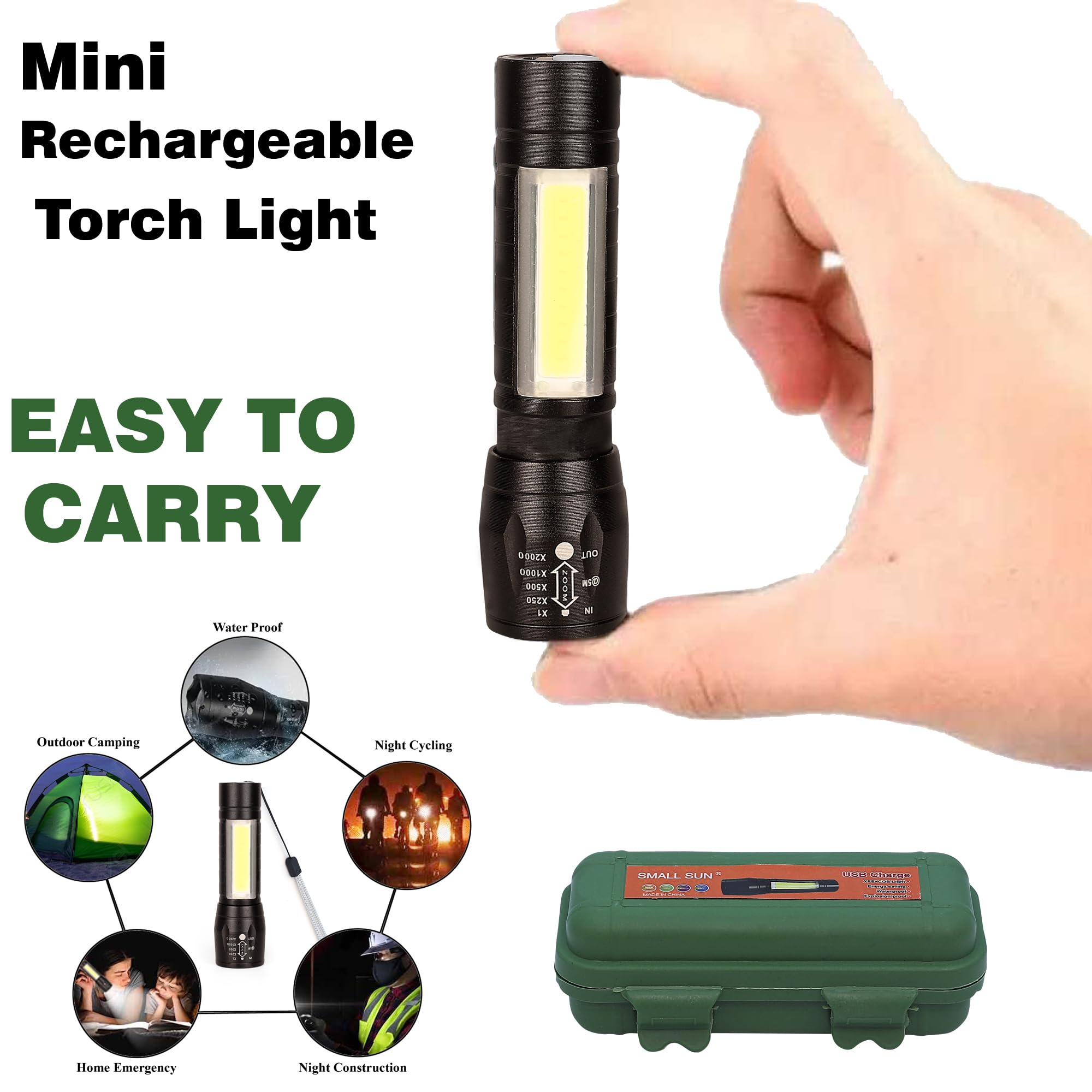 Care 4 Tactical Flashlight + Desk Lamp with Gift Box Focus Zoom Torch Light with 3 Modes Adjustable for Emergency and Activities