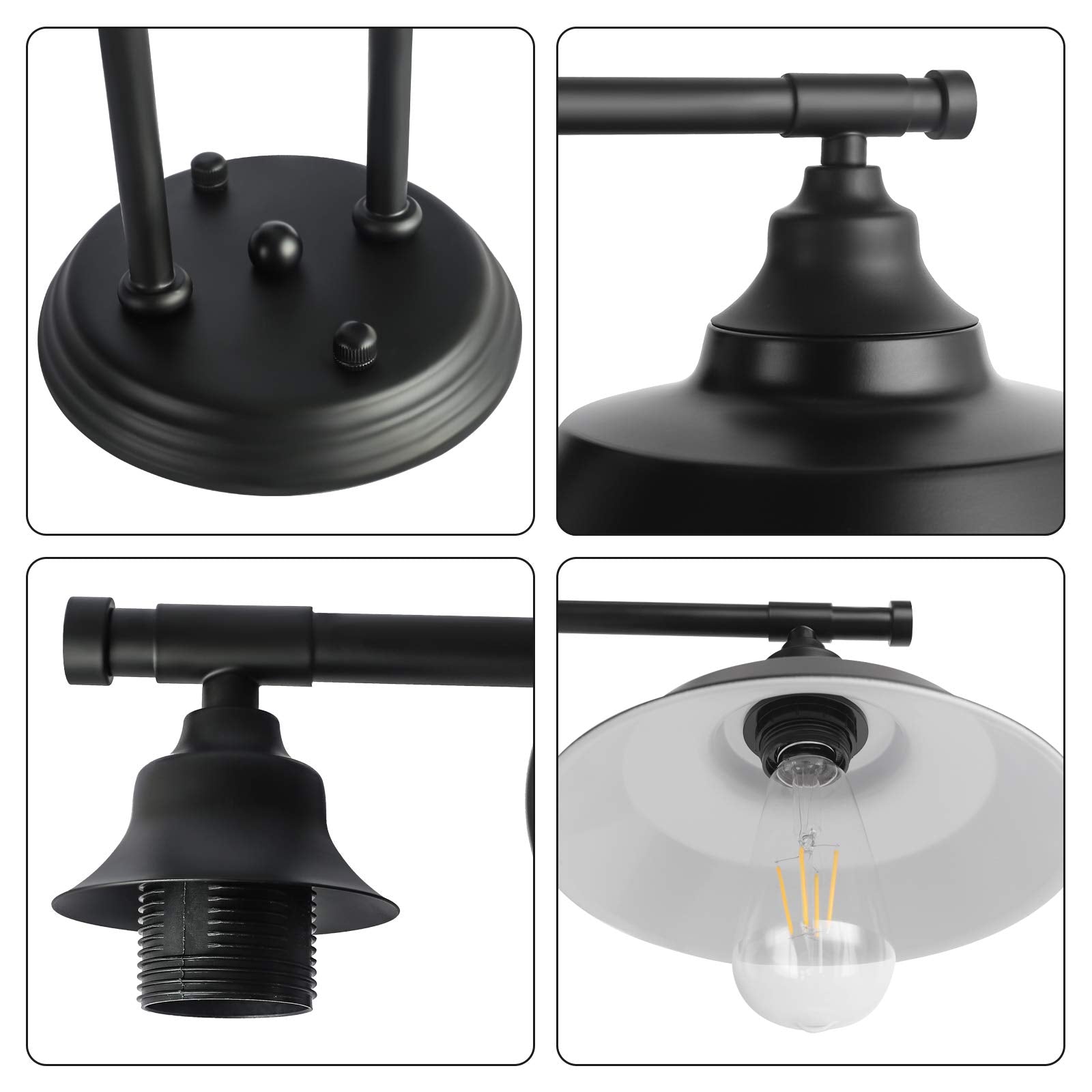 GZBEINI Farmhouse Vanity Light Fixture, 2-Light Metal Over Mirror, Black, Model C-50
