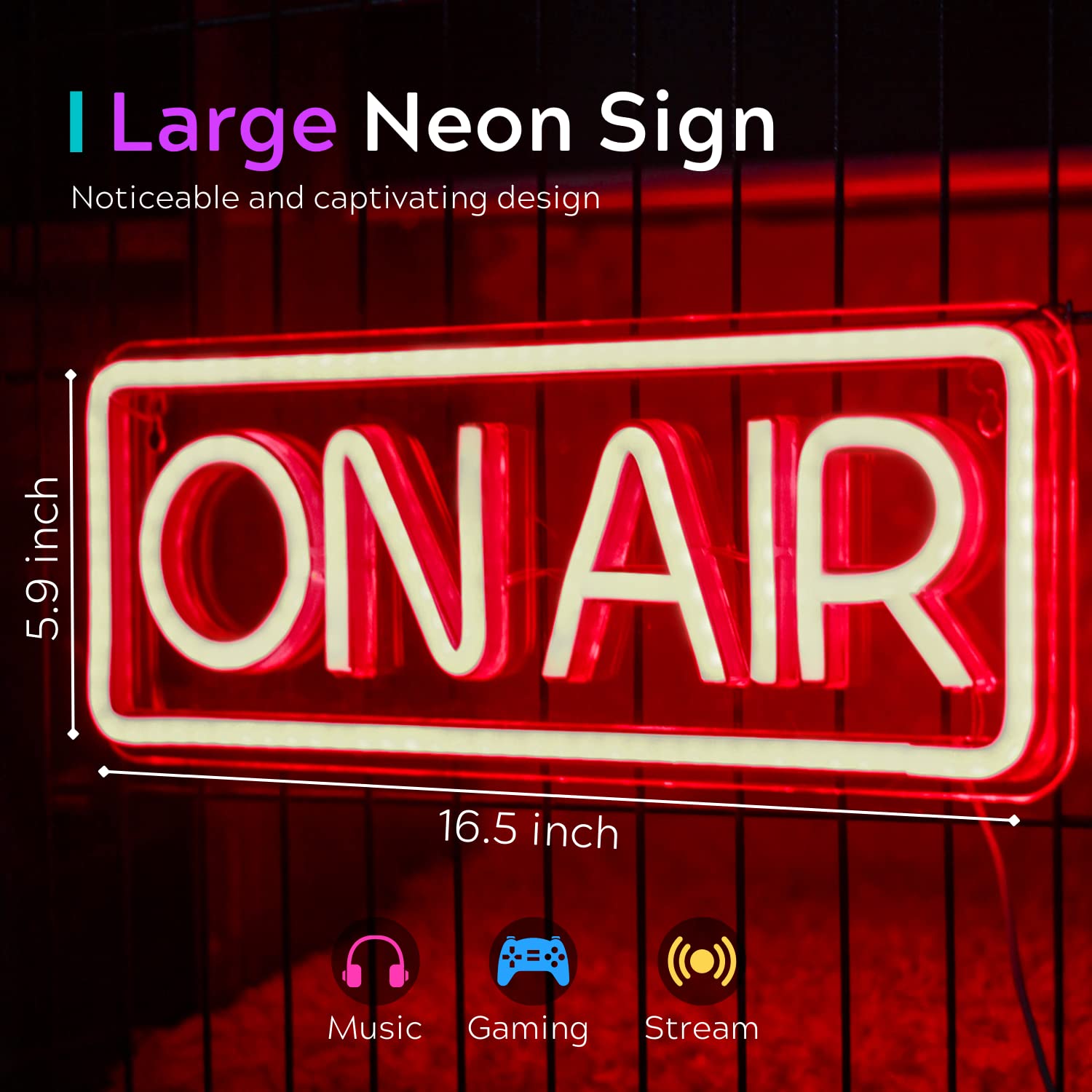 ON AIR Neon Sign - Live On Air Sign for Streaming/Gaming/Recording Studio Decor - LED Streaming Lights for Streamers/Gamers/Infl