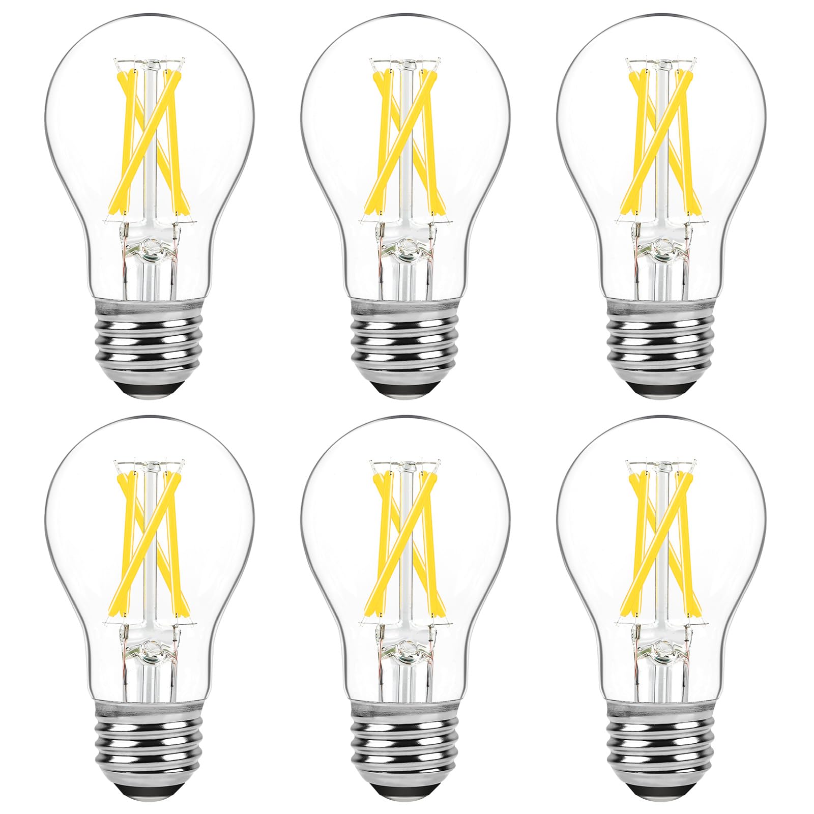 6-Pack Dimmable E26 Led Edison Bulbs 60 Watt Equivalent, 6W A15 5000K Daylight White 600Lm Vintage Led Light Bulbs For Ceiling F