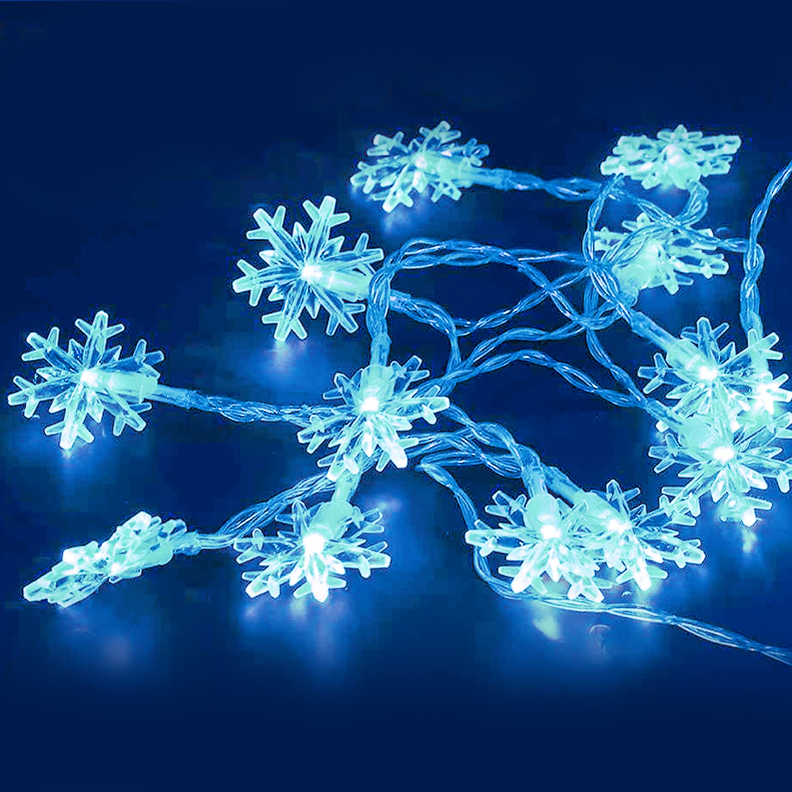 DomeStar Christmas Snowflake String Lights, 9.8Ft, 20 LED, Battery Powered, Blue, Indoor/Outdoor Decor