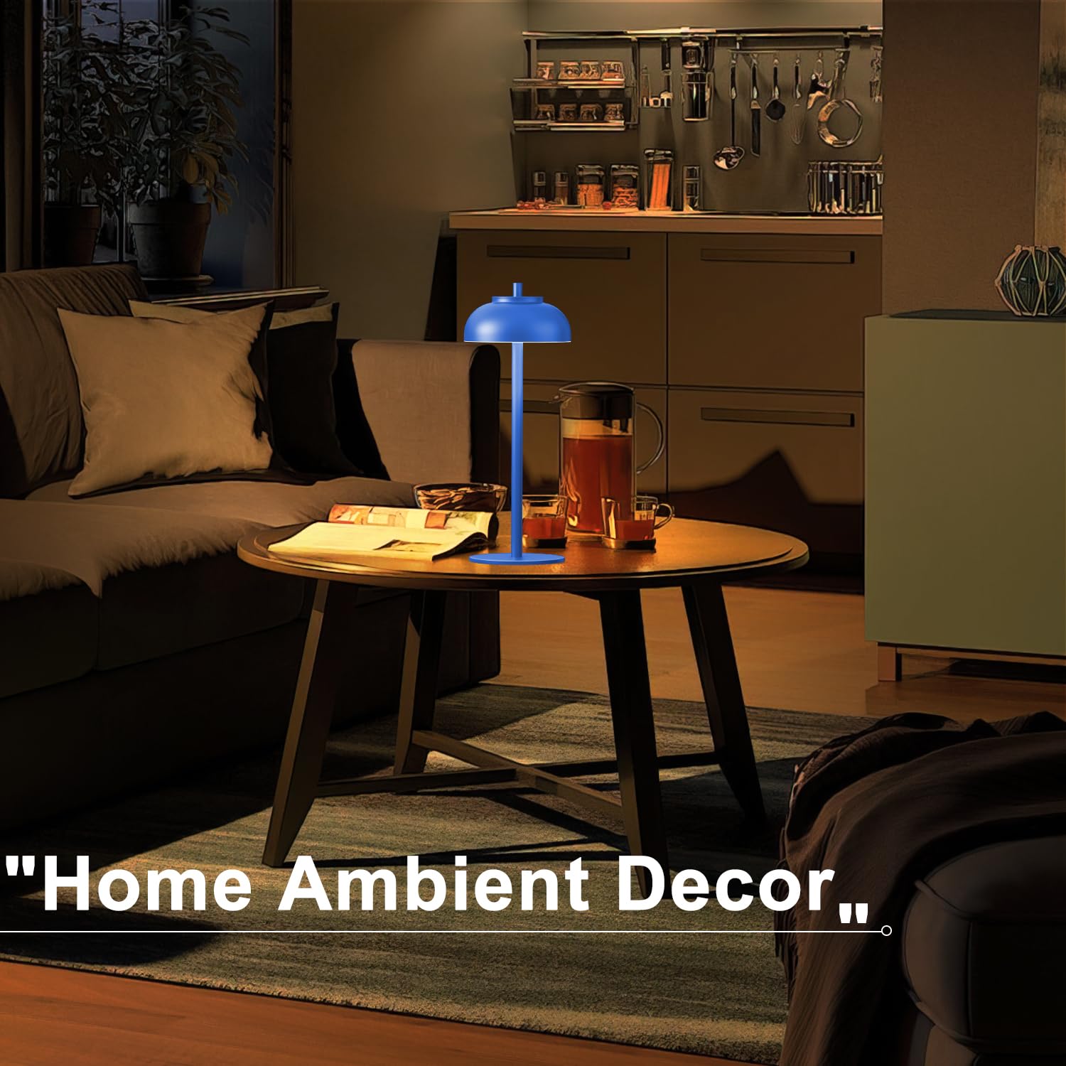 Moragin Blue Table Lamp Set Of 2 Rechargeable Table Lights Battery Operated-Ip65 Waterproof-For Outdoor Patio/Restaurants/Home/Dinner/Table Lighting-Touch Control & Dimmable