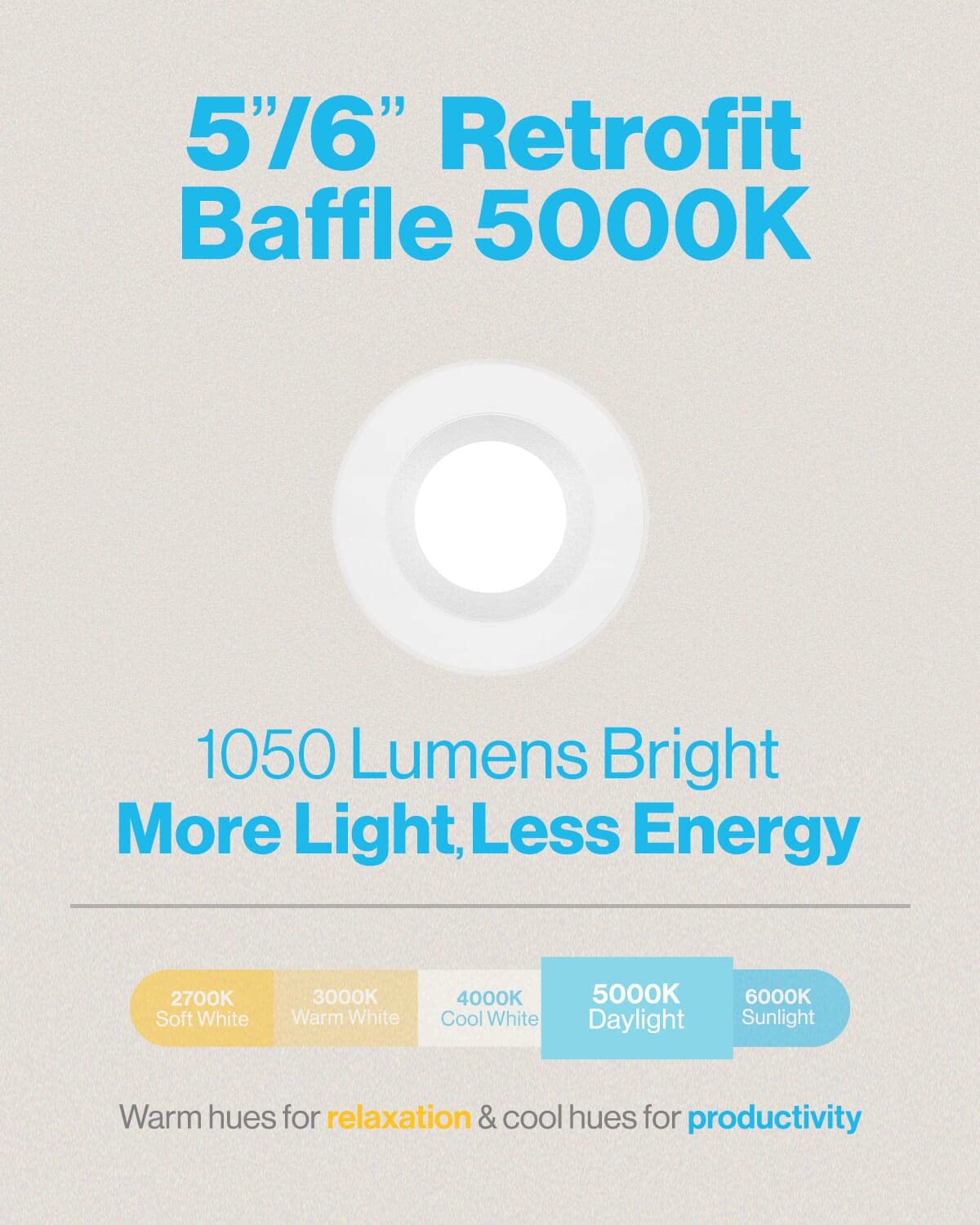 Sunco Lighting 48 Pack 5/6 Inch Led Can Lights Retrofit Recessed Lighting, Baffle Trim, Dimmable, 5000K Daylight, 13W=75W, 1050 Lm, Damp Rated, Replacement Conversion Kit, Ul Energy Star