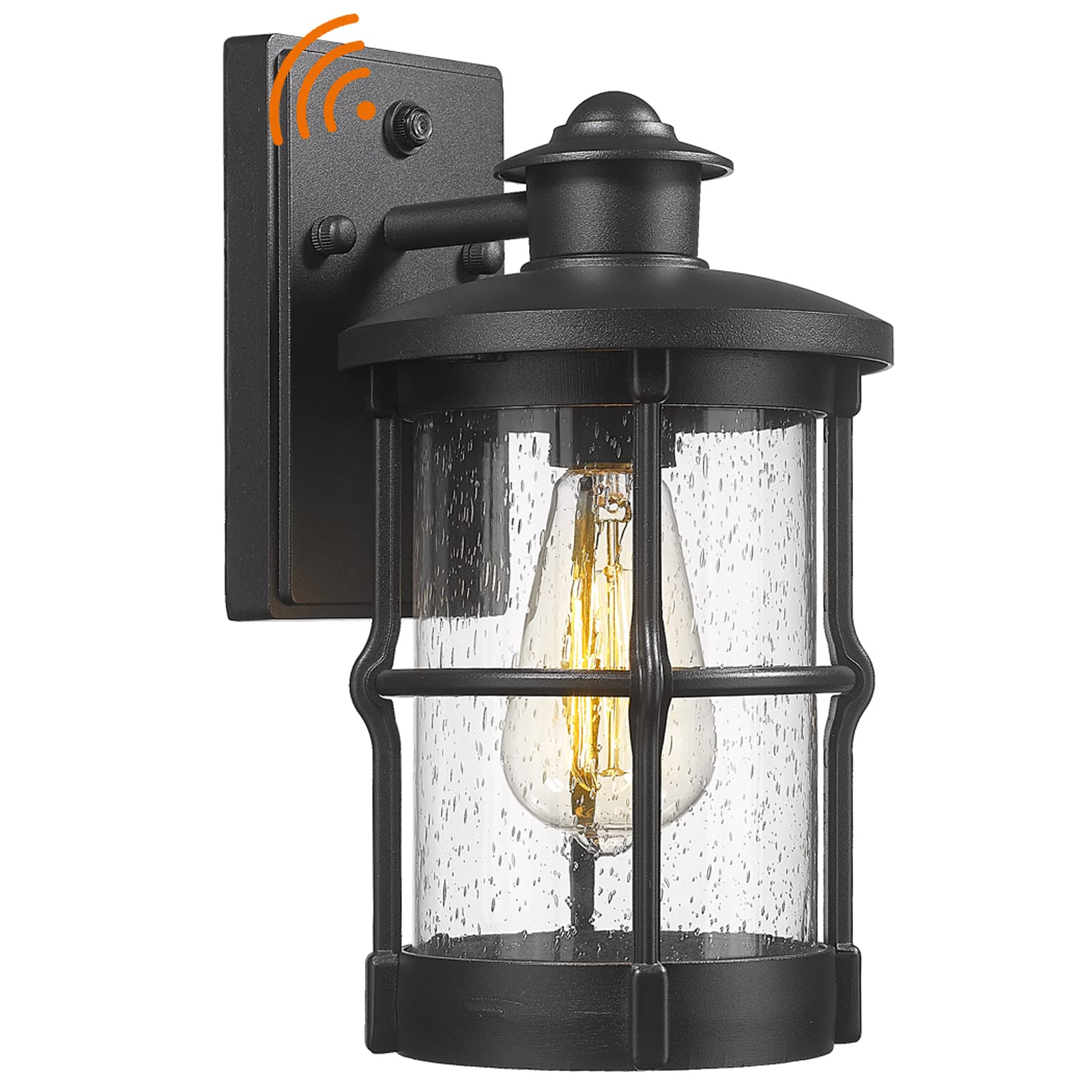 Rosient Outdoor Wall Sconces  Dusk To Dawn Outdoor Lights  Exterior Wall Mount Lighting  Entryway Light Fixture In Black Finish With Seeded Glass