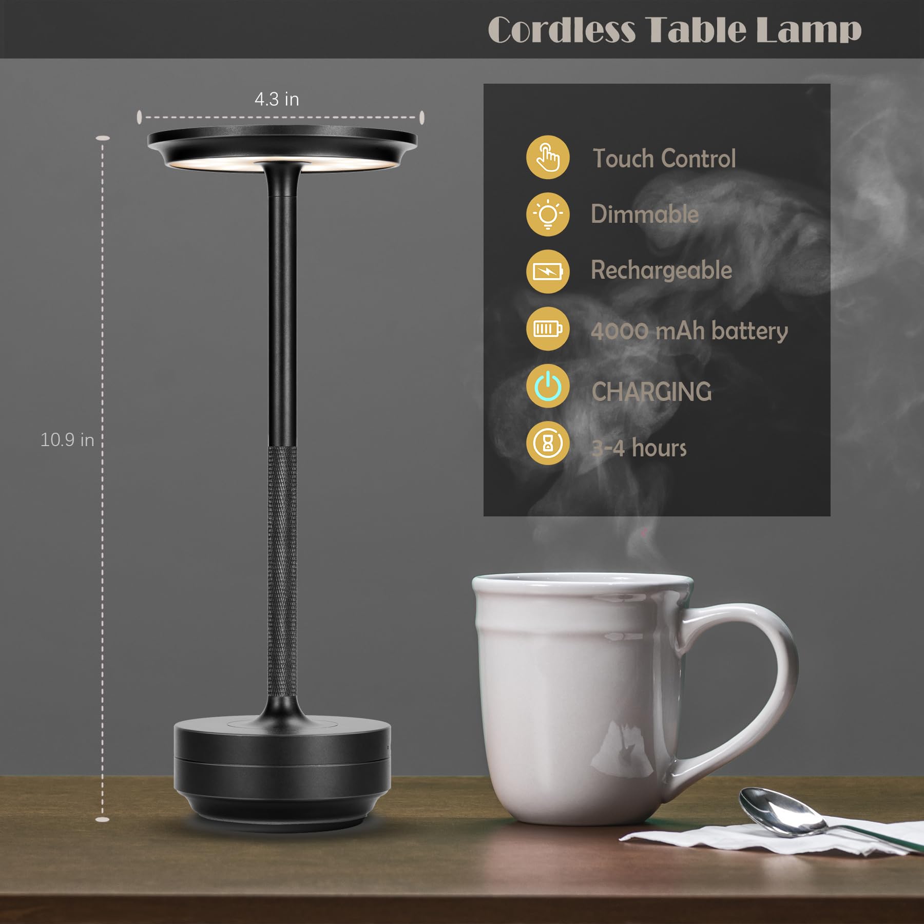 Fdidc Led Cordless Table Lamps - 2 Pack Rechargeable, Portable Touch Lights For Home & Outdoor