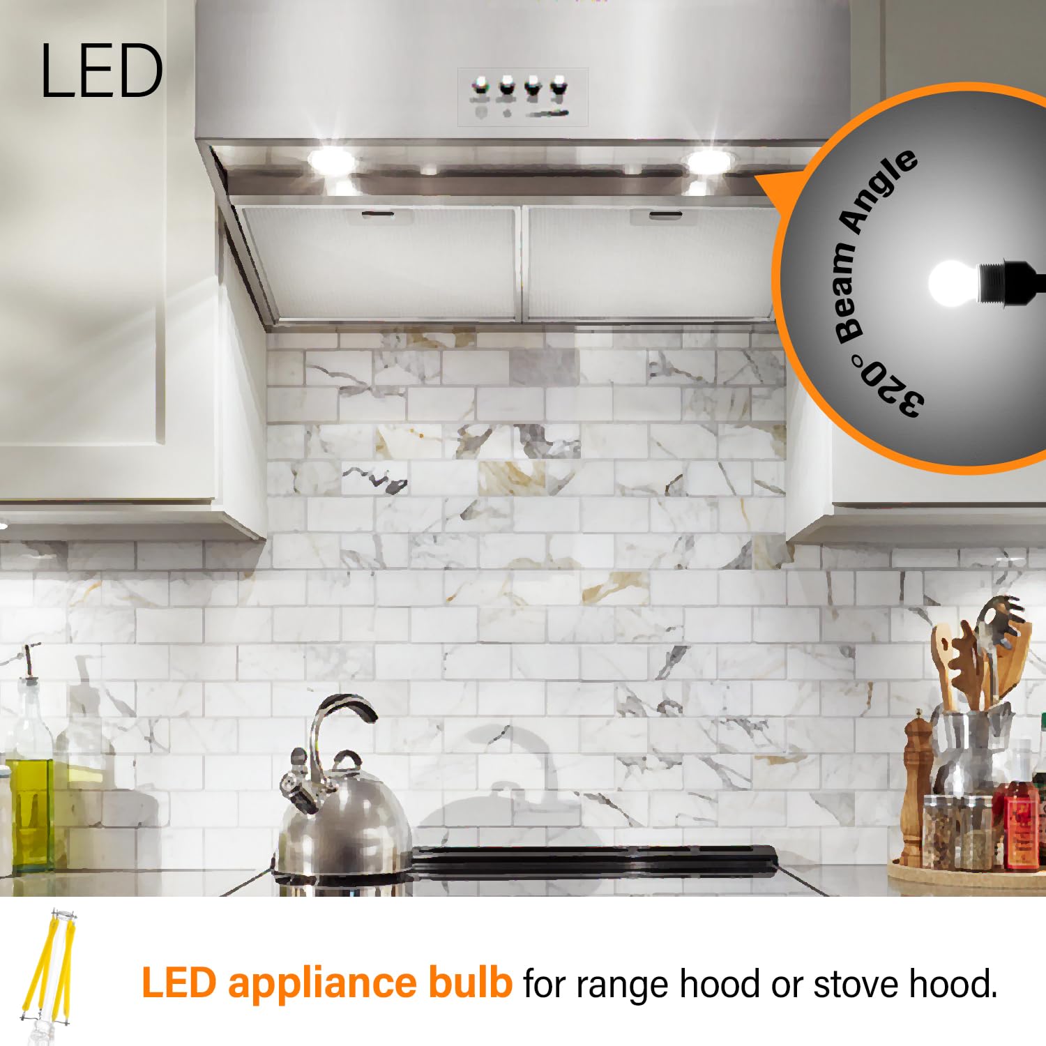 Led Appliance Bulb, 40W Equivalent, Range Hood Light Bulbs, Daylight White 5000K, 5W 500 Lumens, Non-Dimmable, E26 Base, Refrige