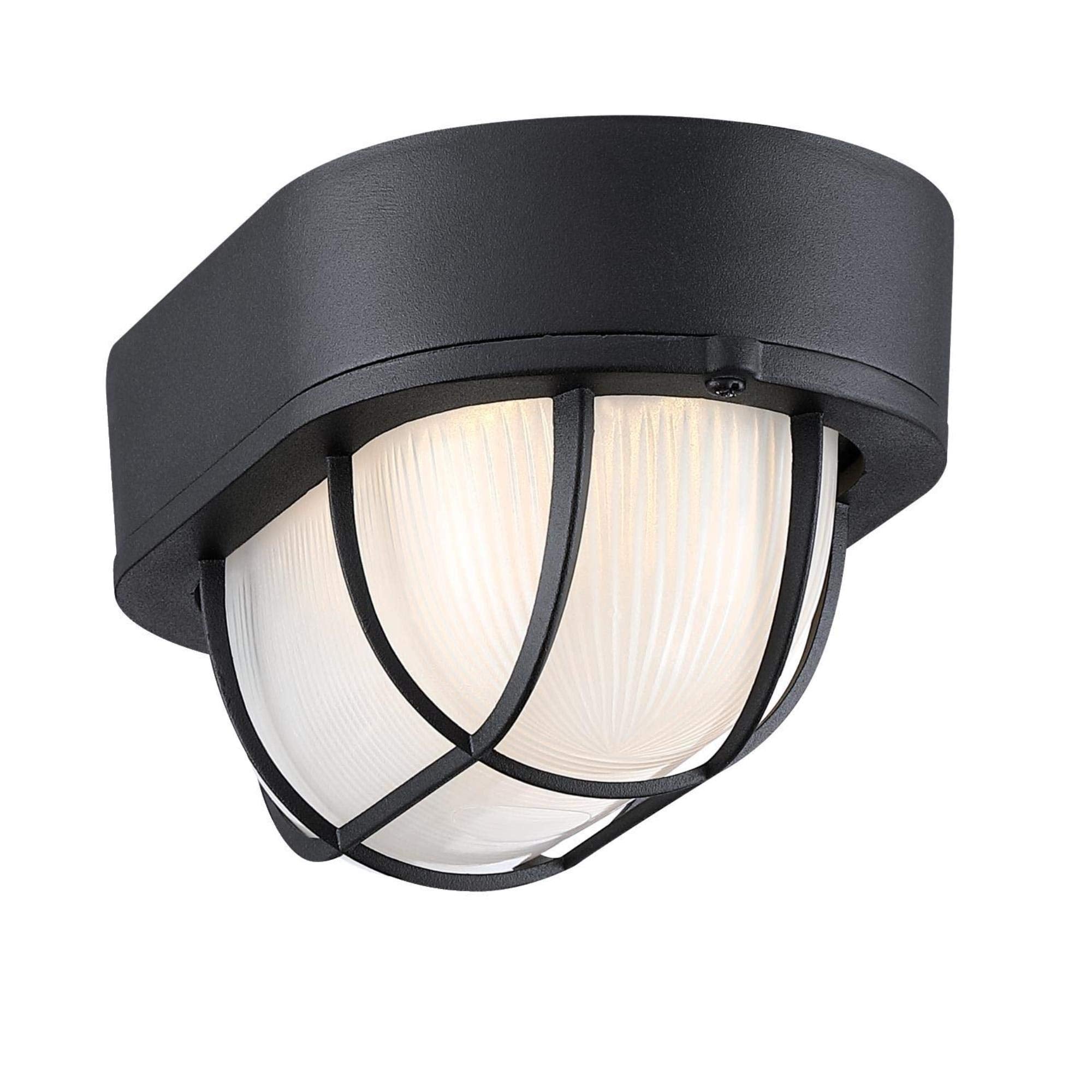Westinghouse 6113700 One-Light Dimmable LED Outdoor Wall Light, Textured Black Finish, White Glass