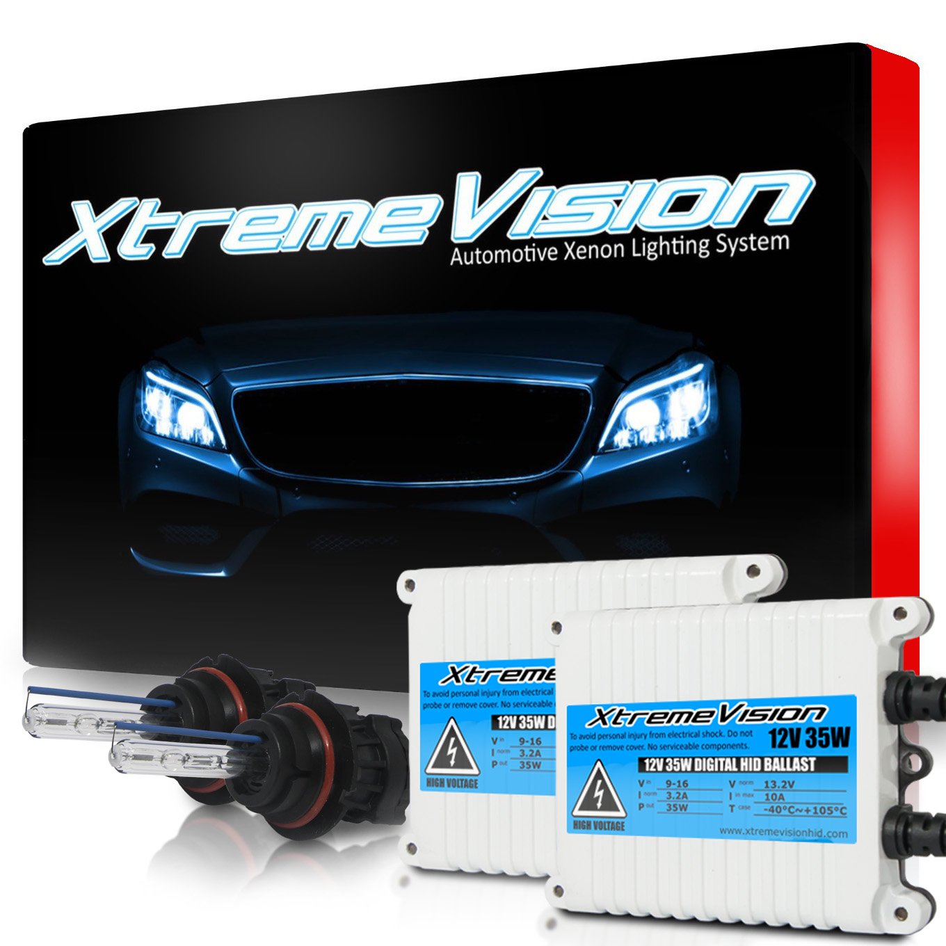 Xtremevision 9004 Bi-Xenon 5K 35W Ac Xenon Bundle - Headlight Bulb With Slim Ac Ballast - Hb1, 5000K Bright White - Bulbs - 1 Pa