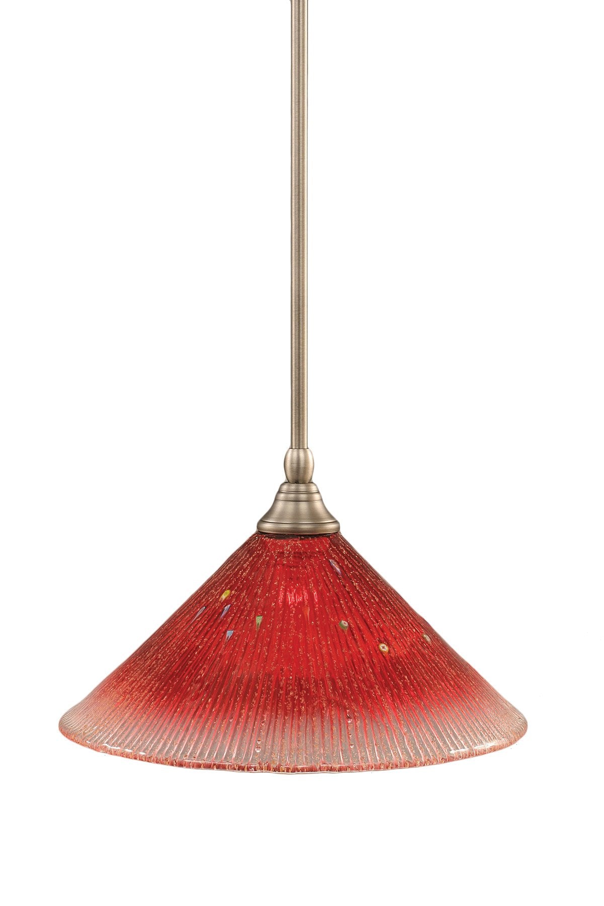 Toltech Lighting 23-Bn-706 12-Inch Stem Mini-Pendant Light Brushed Nickel Finish With Raspberry Crystal Glass