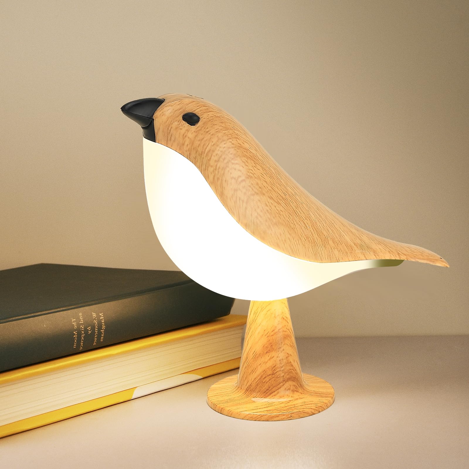 Deogos Bird Lamp, Touch Control Bedside Lamp, Cordless, 3-Way Dimmable, Rechargeable, Small, Acrylonitrile Butadiene Styrene