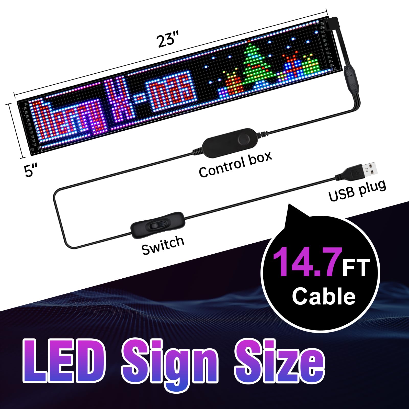 GOTUS Programmable Devil Eyes LED Sign for Cars, Bluetooth Control, 23inx 5in, Color-Changing