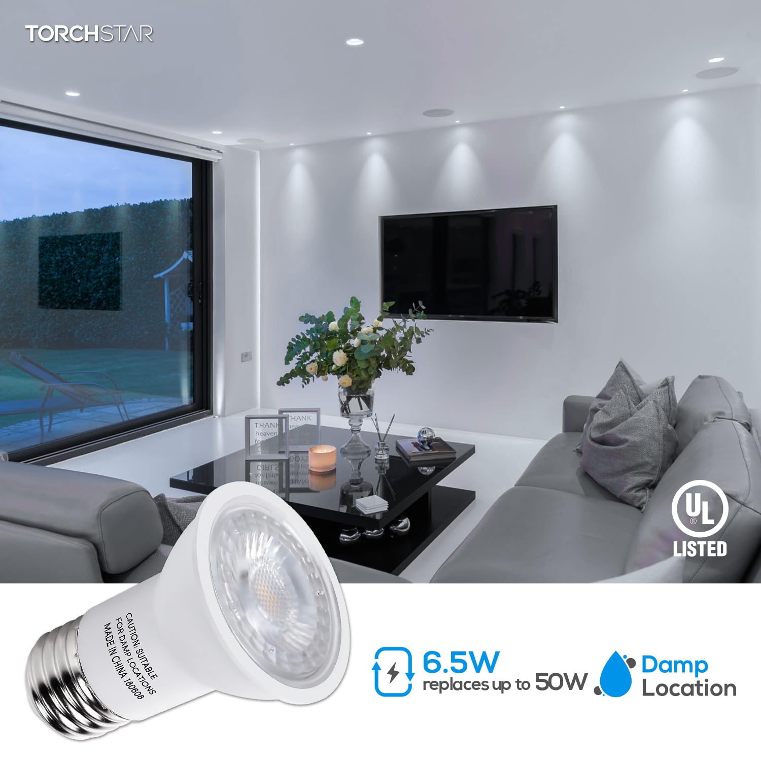 Torchstar Par16 Led Bulb, Ul Listed Dimmable Spot Light, 40 Beam Angle, 500Lm Track Spotlight, 50W Equivalent Track Light Bulbs,
