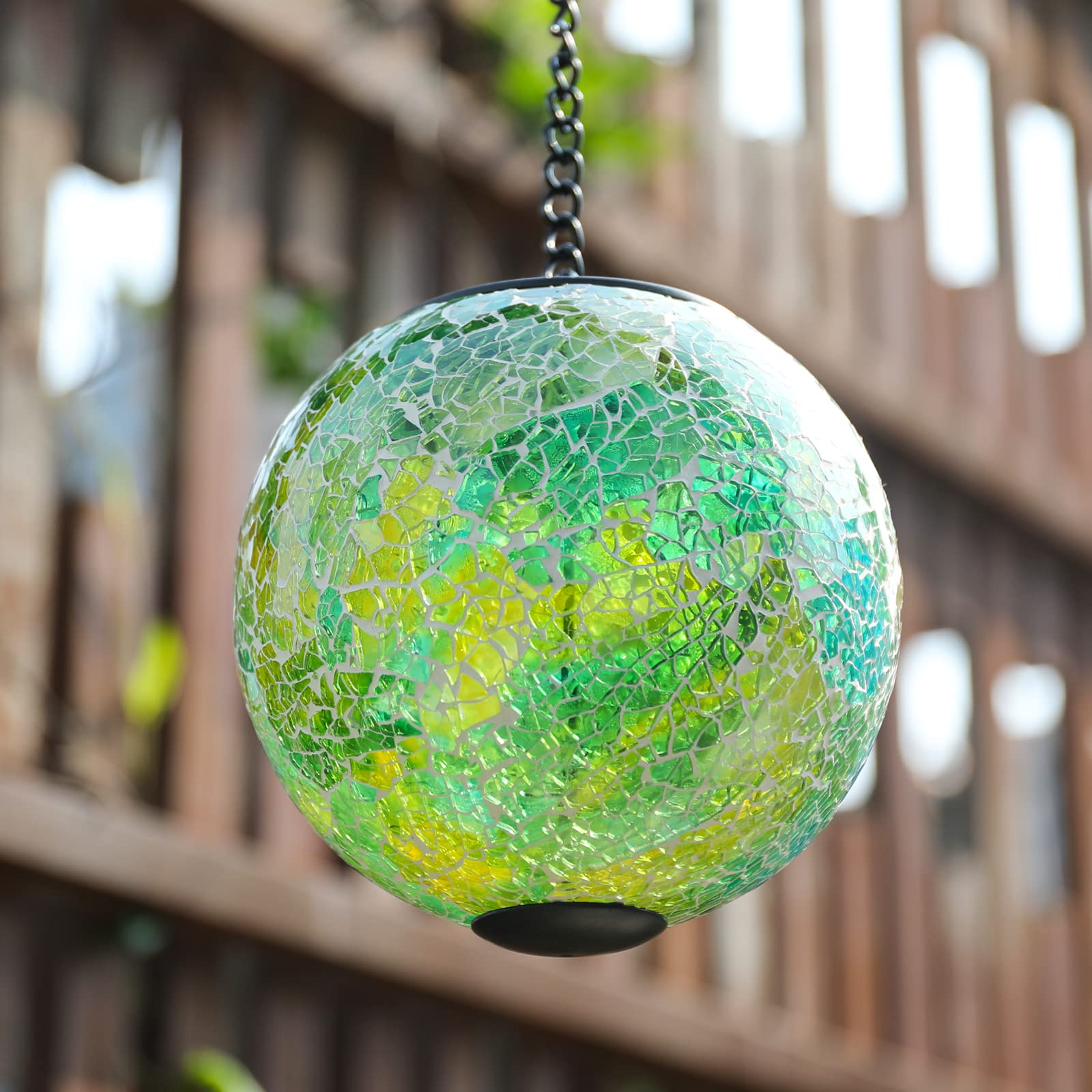 Wonder Solar Green Solar Hanging Lantern - Waterproof Mosaic Gazing Ball For Garden & Patio Decor