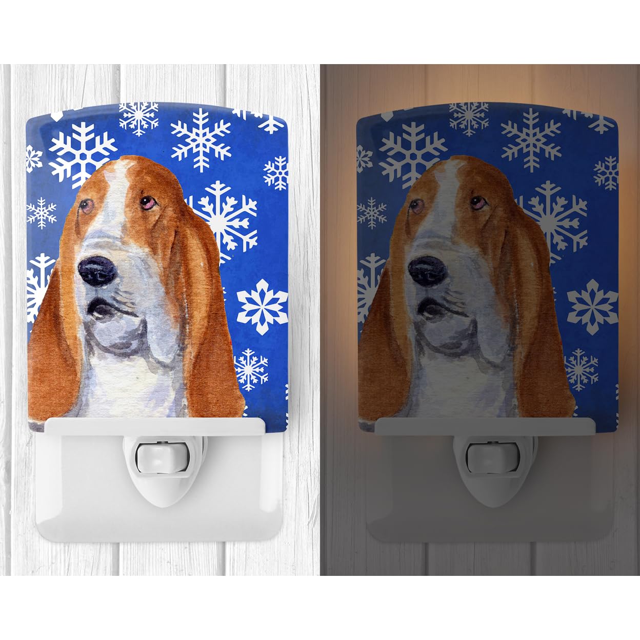 Carolines Treasures Ceramic Night Light, Basset Hound, UL-Certified, 6x4x3in, Multicolor, Model SS4666CNL