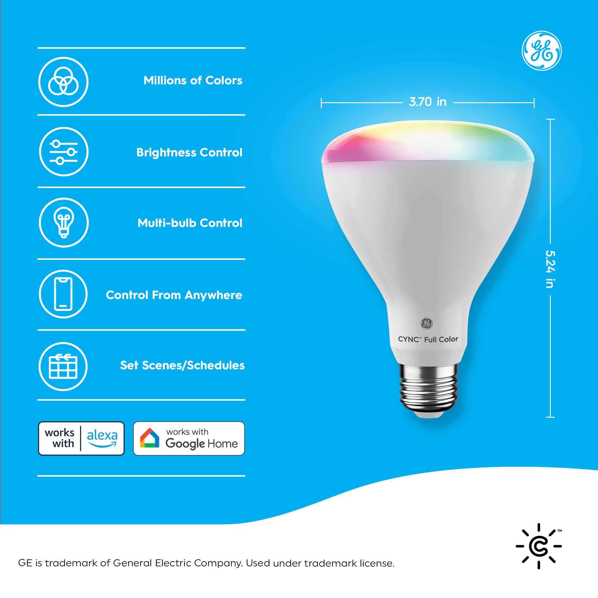 Cync Ge Br30 Led Smart Light Bulbs, Indoor Floodlight Bulb, Color Changing Light Bulb, Wifi Lights, Works With Amazon Alexa And
