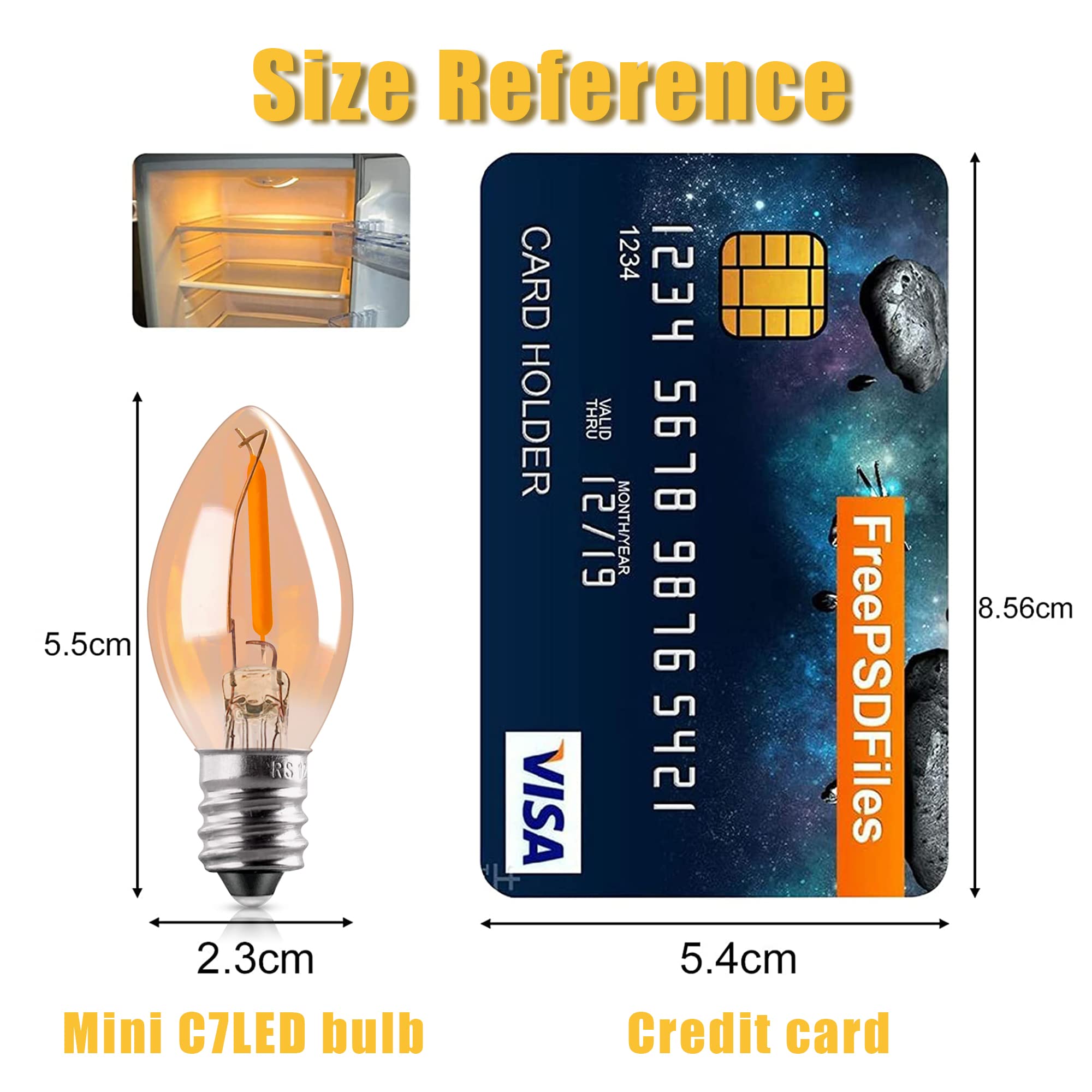 Genixgreen Amber Led C7 Nightlight Bulb, E12 Base, 2200K, 50Lm, 6-Pack