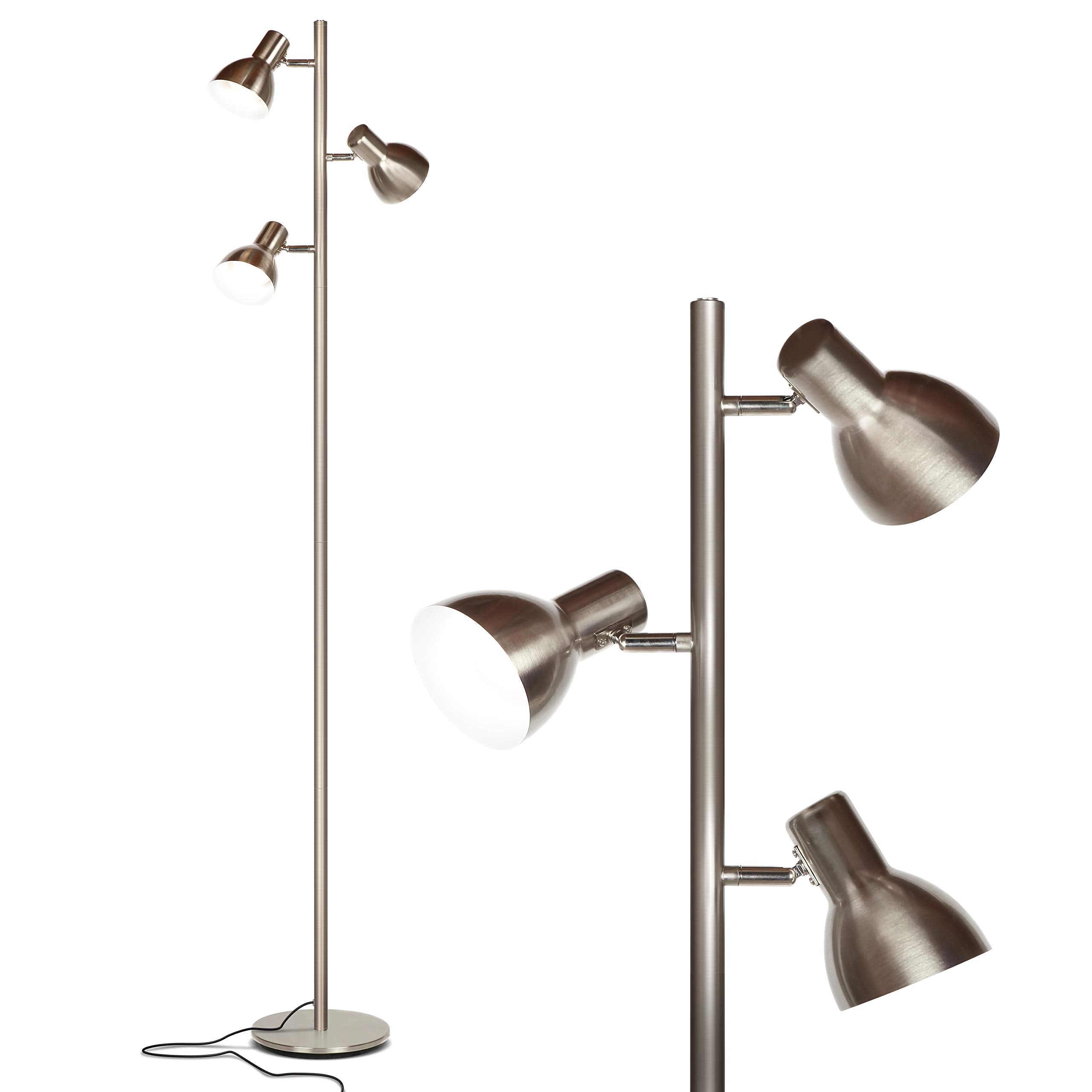 Brightech Ethan Floor Lamp, Dimmable LED Standing Lamp, Nickel, Modern Design, Model FL-ETHAN-NKL