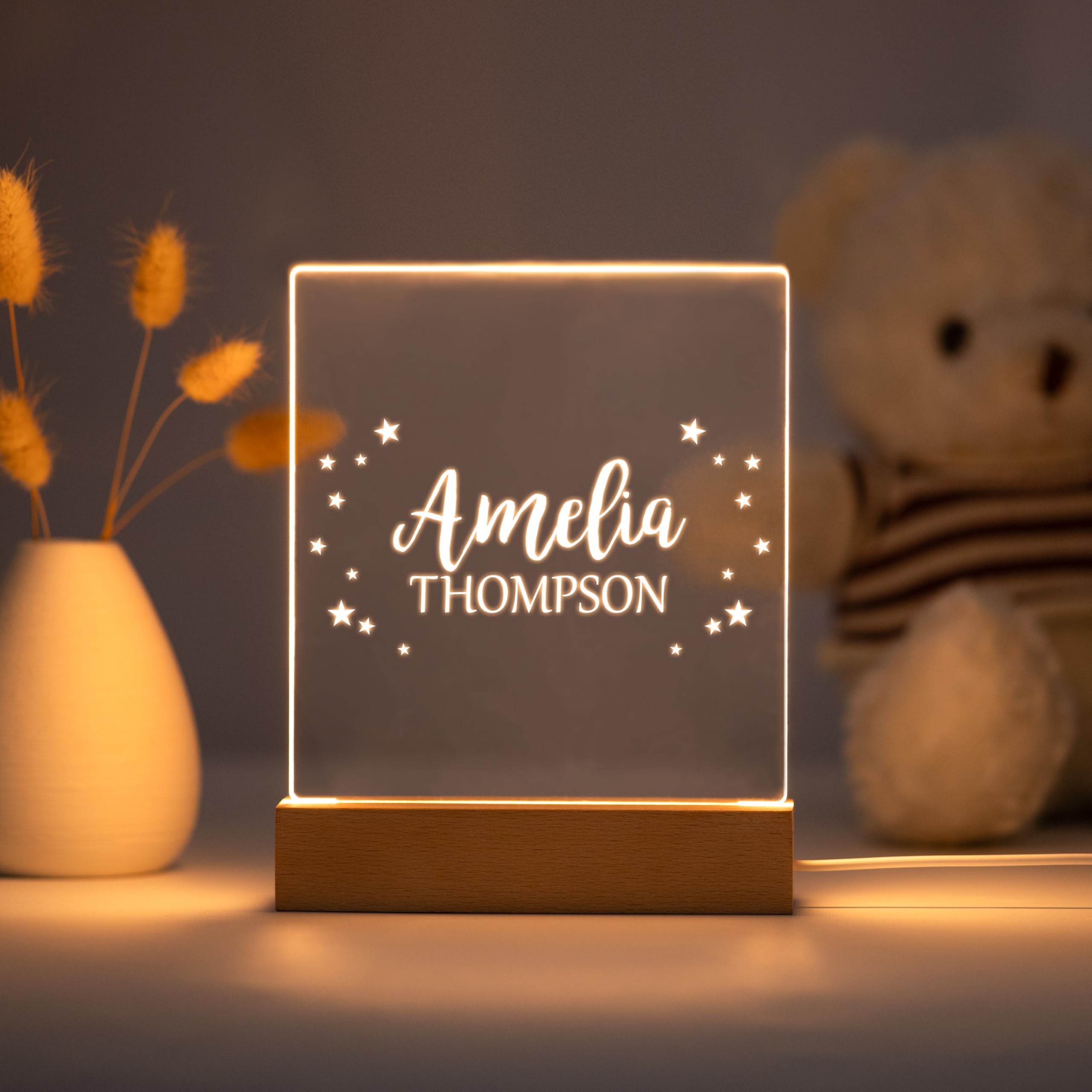 Personalized Night Light For Kids Girls Boys Customized Gifts For Baby Nursery Bedroom Decor Stars