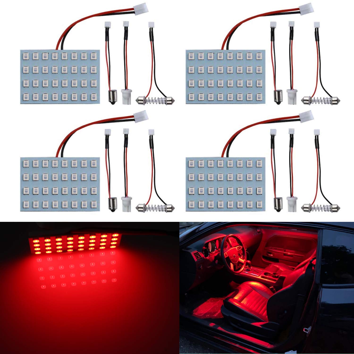Livtee Led Interior Car Lights Accessories With 194 168 T10 / De3175 / Ba9S / 6418/211-2 578 Festoon Replacement Lighting For Cars Trucks Camper, Led Interior Lights Map Trunk Dome Lights, Red