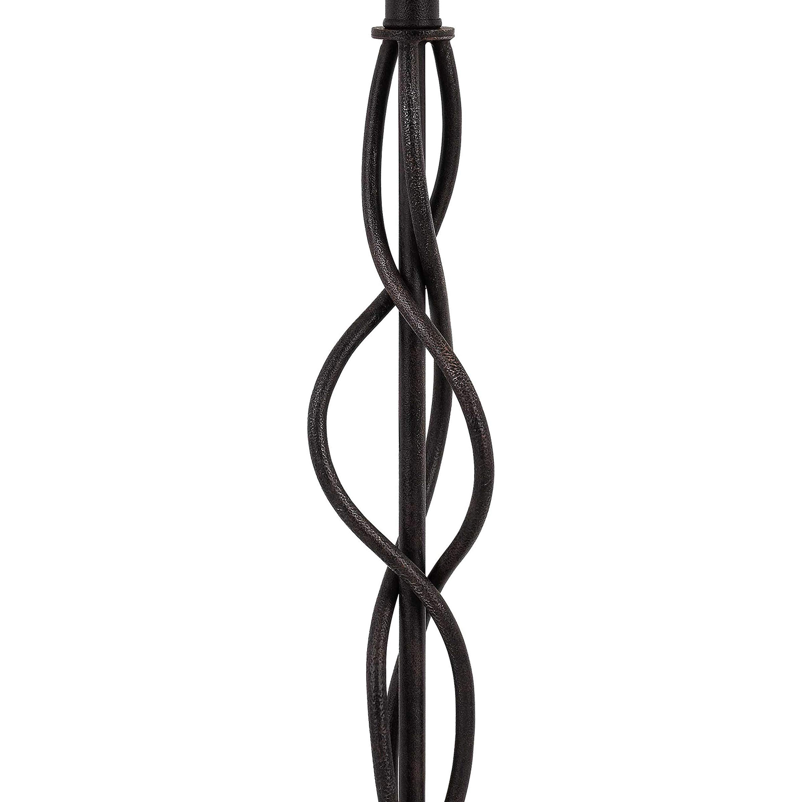 Benzara Round Table Lamp - Metal Spiral Base, Fabric Shade, White and Black, Model BM224685