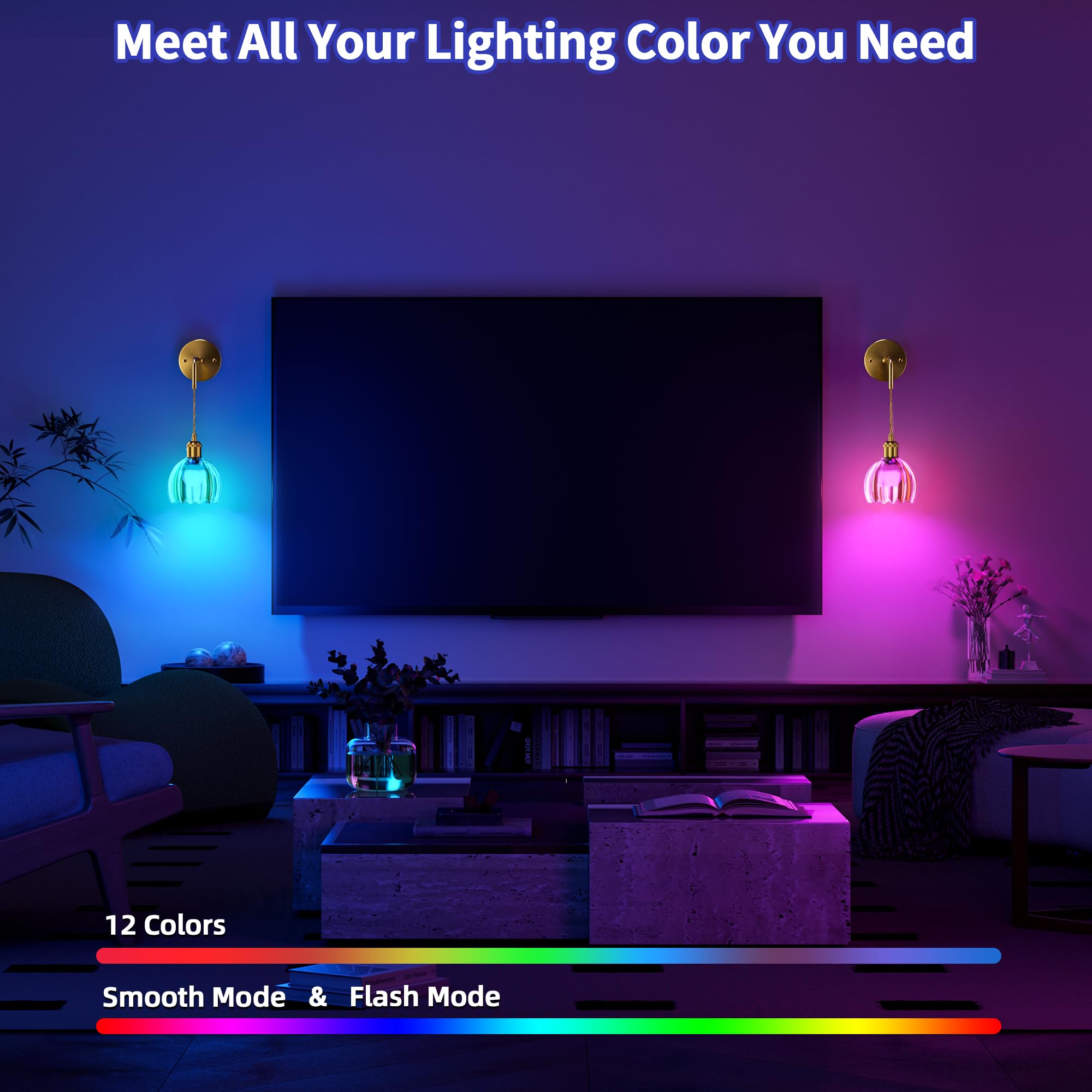 CAMCLIM Rechargeable RGB Wireless Wall Sconce Lamp, Dimmable Vintage Green Glass, Model DX0055, Battery Operated, Indoor Use