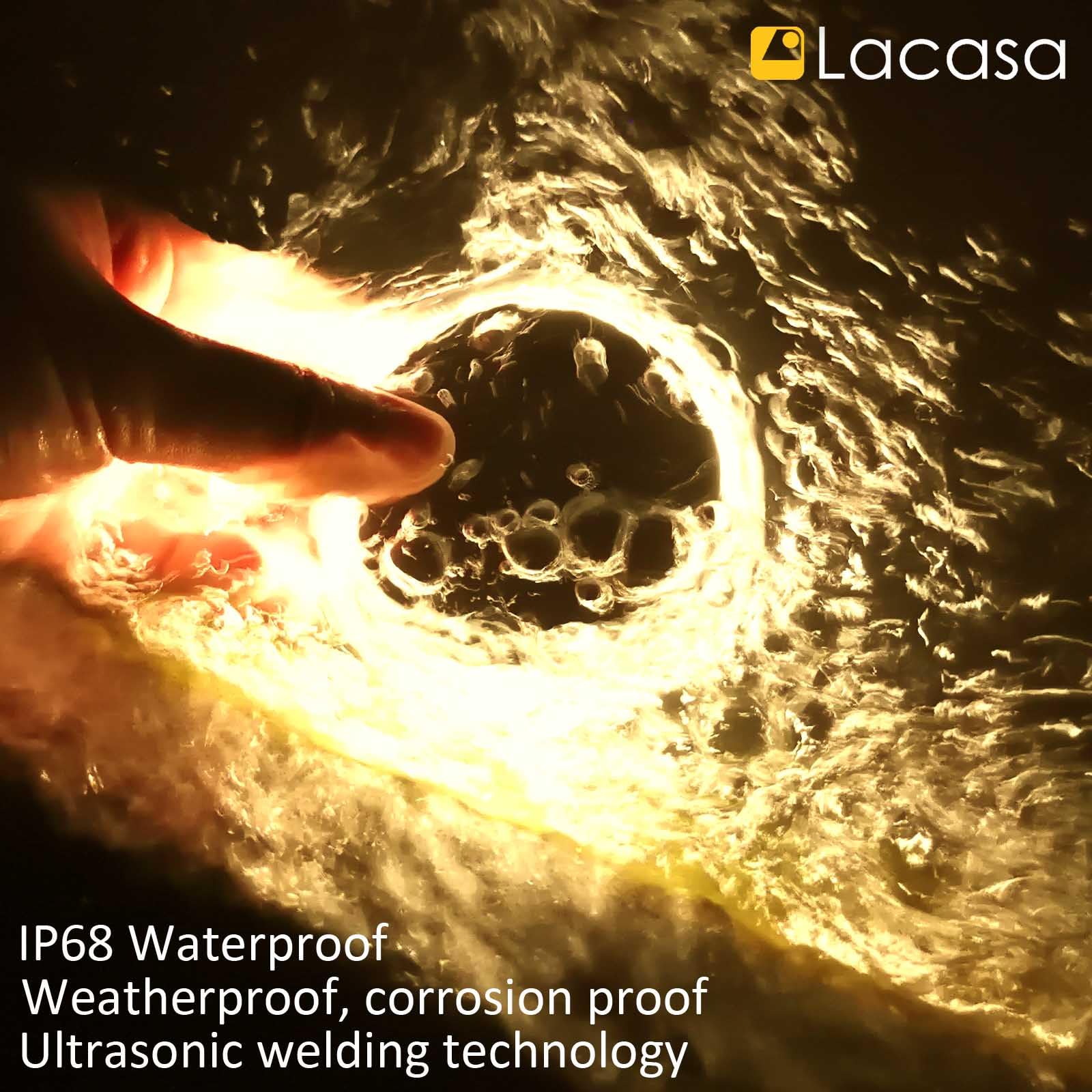 Lacasa Solar Deck Lights 4-Pack Waterproof LED, Round, Warm White, Model LJT-C8-4WW