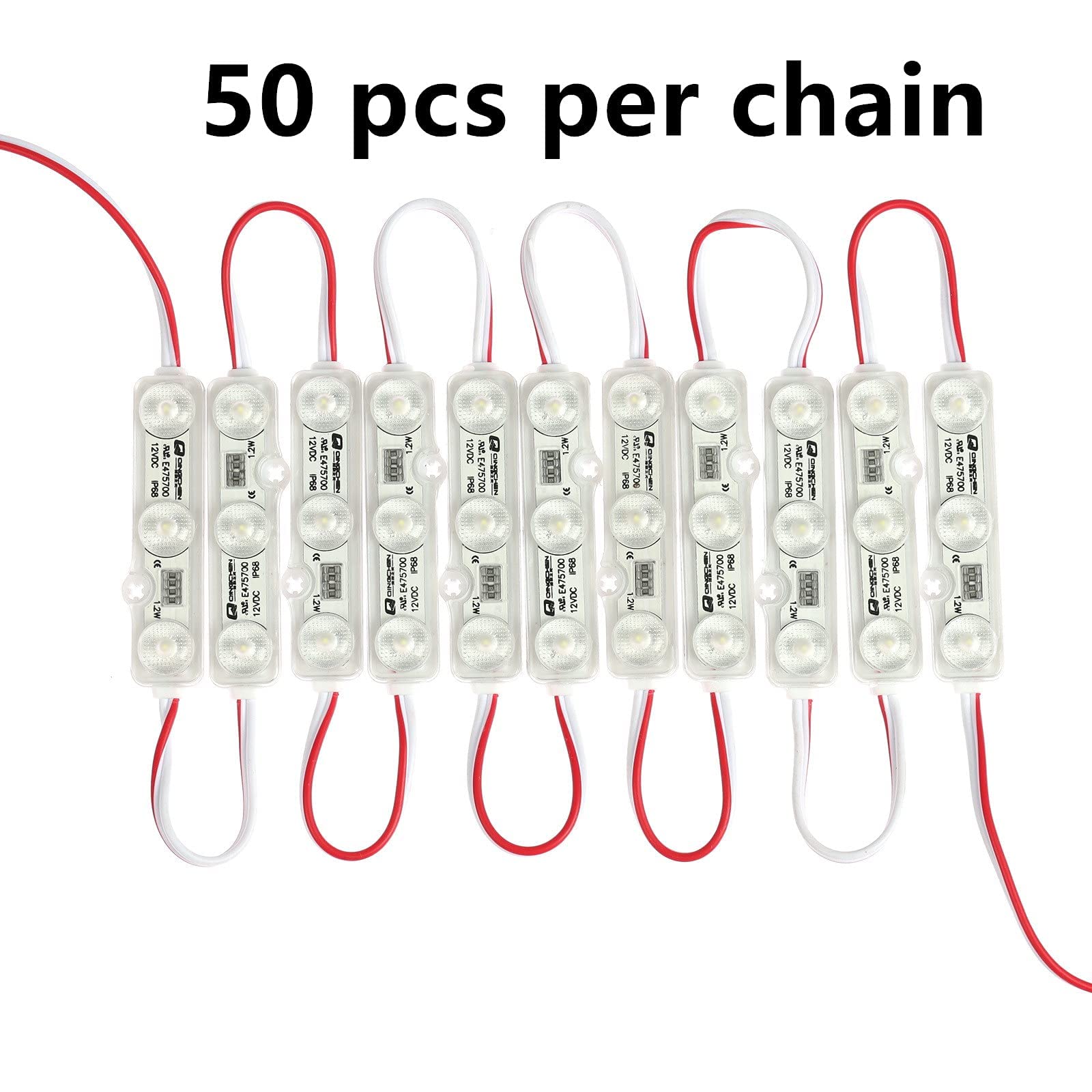 Q QINGCHEN LED Module 4000K Natural White Waterproof Light 25Ft 50pcs Chain DC12V Model QC-M207-WW