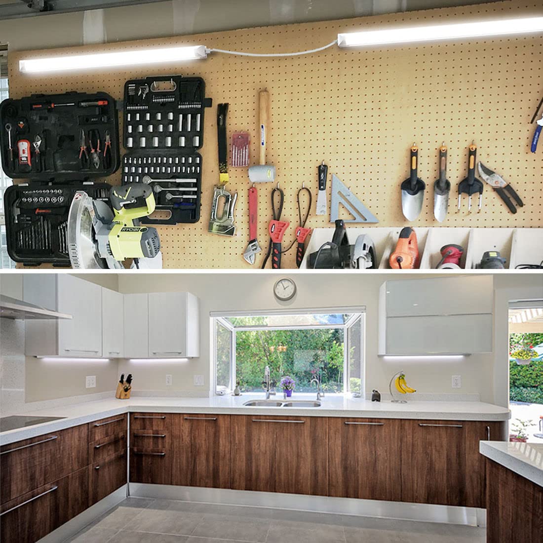 CNSUNWAY LED Shop Light 2FT, 20W, 3000LM, 6500K, Linkable T8 Tube Lights - Cool White (2 Pack) for Garage,