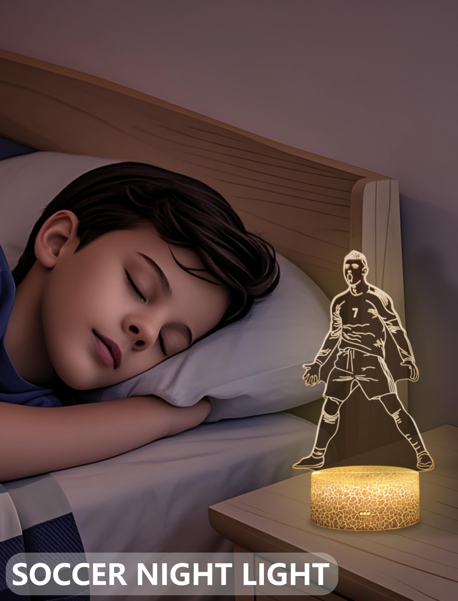 ARERG Soccer Night Light, 16 Colors Dimmable, Remote Control, Creative Gift for Kids & Teens, Model Soccer-2023, Multicolored