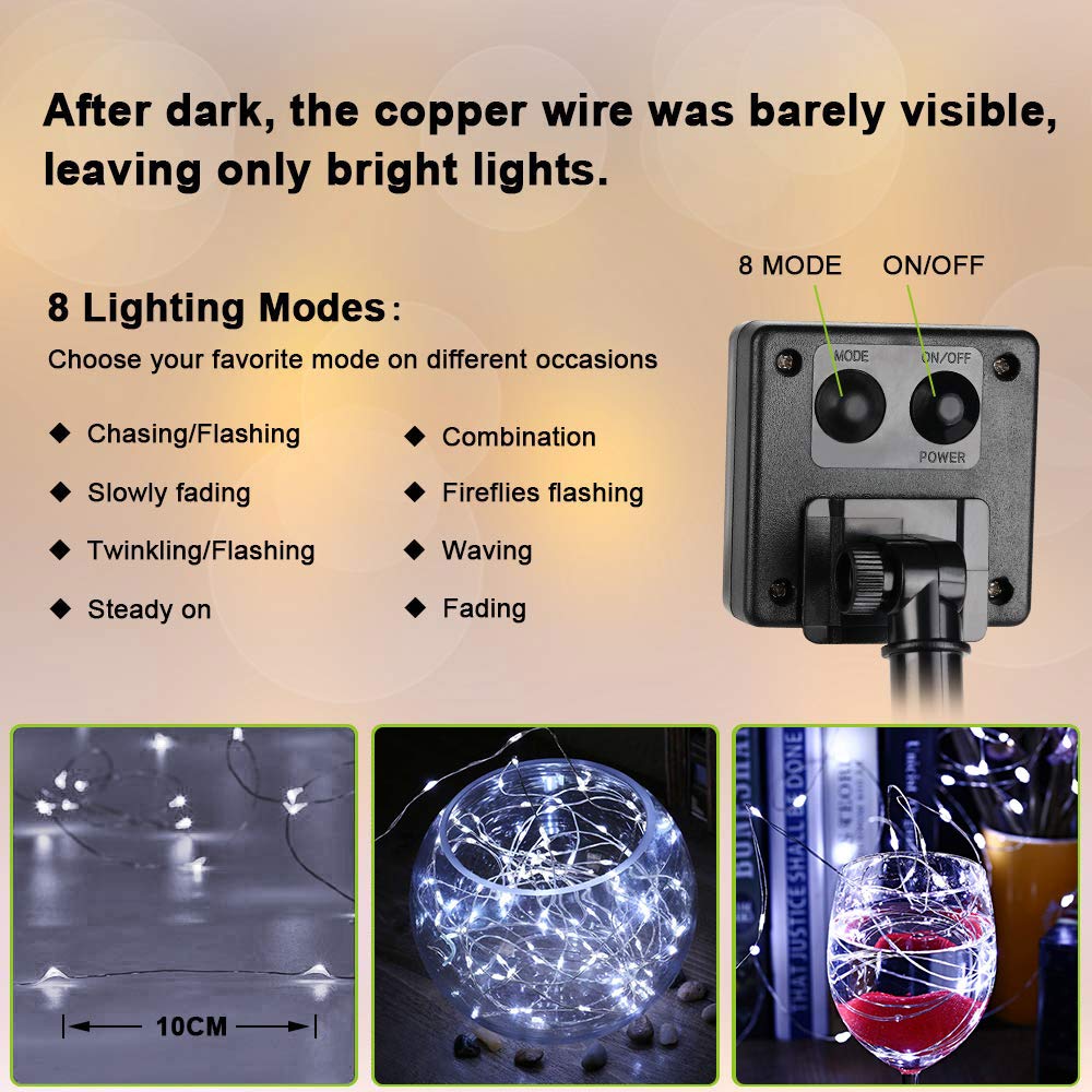 Brizled Outdoor Solar Fairy Lights, 132FT 400 LED, 8 Modes, 2 Pack, Cool White, Waterproof