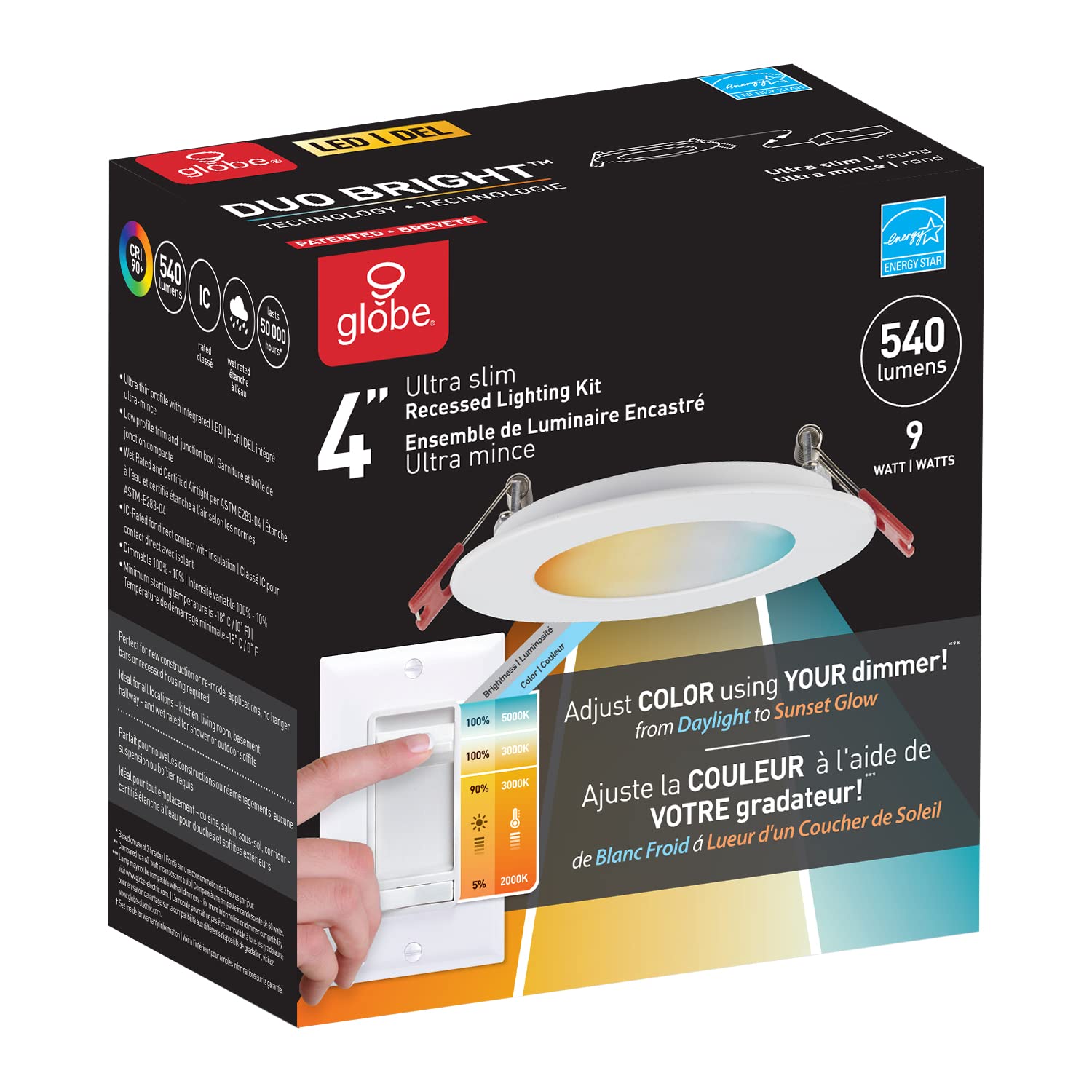 Globe Electric 91415 Duobright Recessed Light, 4", White