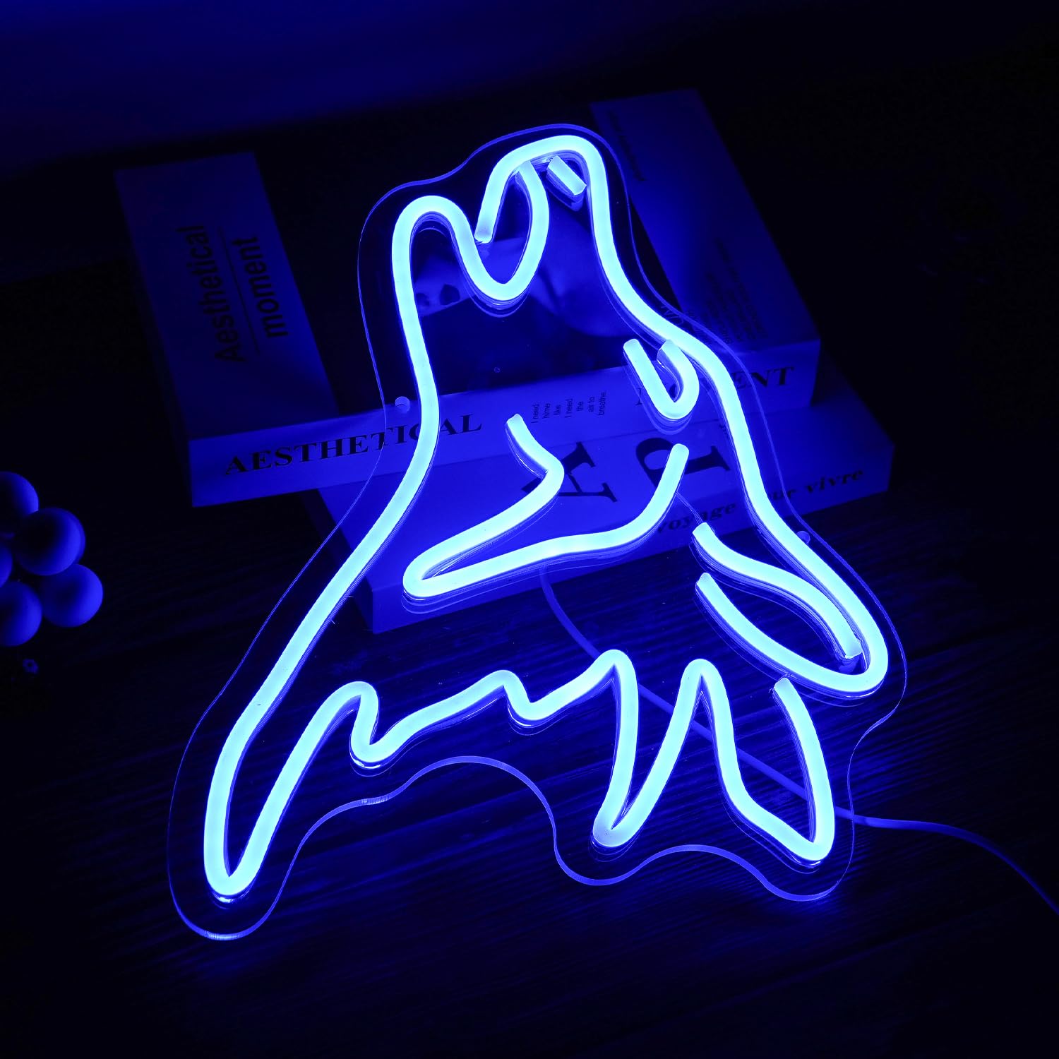 LISIGNVE Blue Wolf Neon Sign - Dimmable LED Wall Decor for Kids Room, USB Powered, Cute Birthday Party Gift