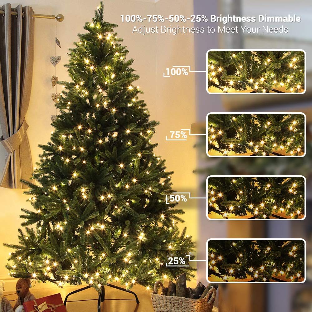 Brizled Color Changing Christmas Lights, 65.67ft 200 LED 11-Function Warm White & Cool White LED Lights String, Dimmable 29V Saf