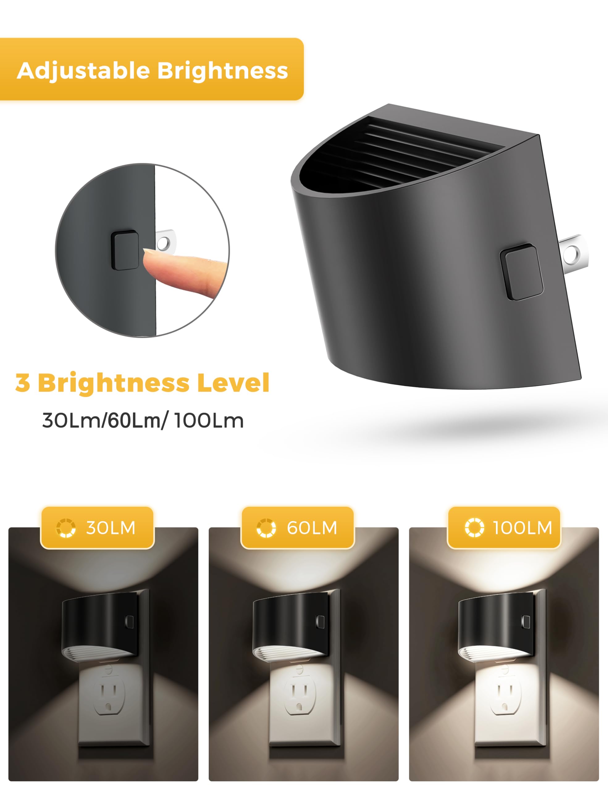 Night Lights Plug Into Wall 2 Pack, L Lohas Led Nightlight With Dusk To Dawn Sensor,3 Level Brightness Adjustable, 5000K Dayligh