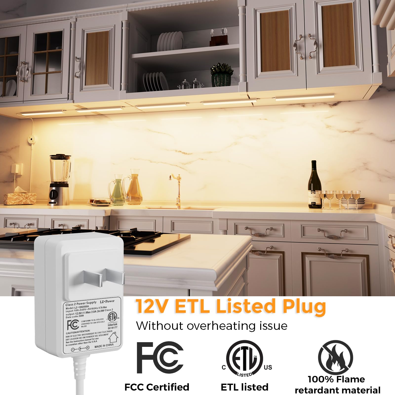 Sibi Under Cabinet Led Lights, 5 Pack 12 Inch Dimmable Warm White 3000K Under Counter Lighting For Kitchen, 1650Lm