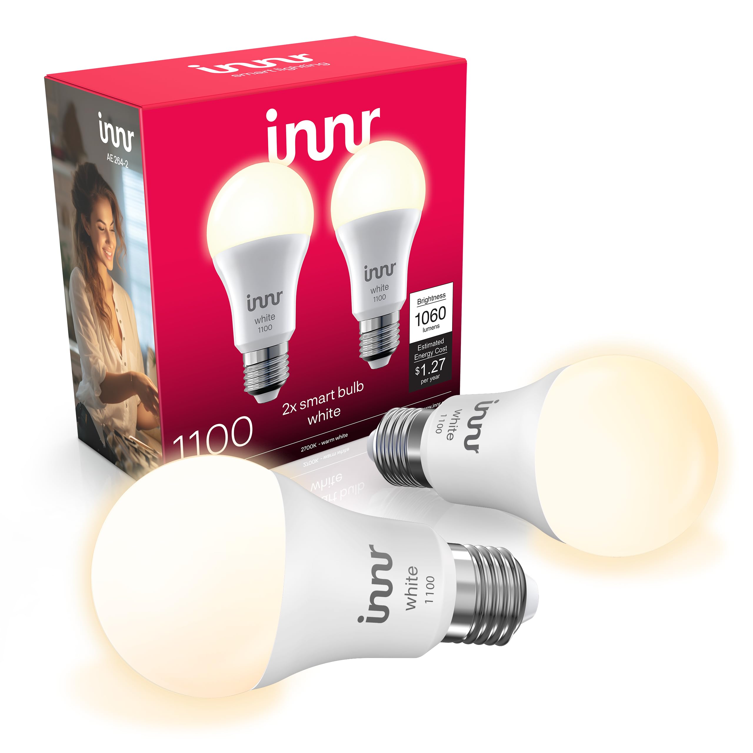 Innr Smart Light Bulbs, A19 Zigbee, Works With Philips Hue* And Alexa (Bridge Required), Soft White Light Bulb, Dimmable, E26 Le